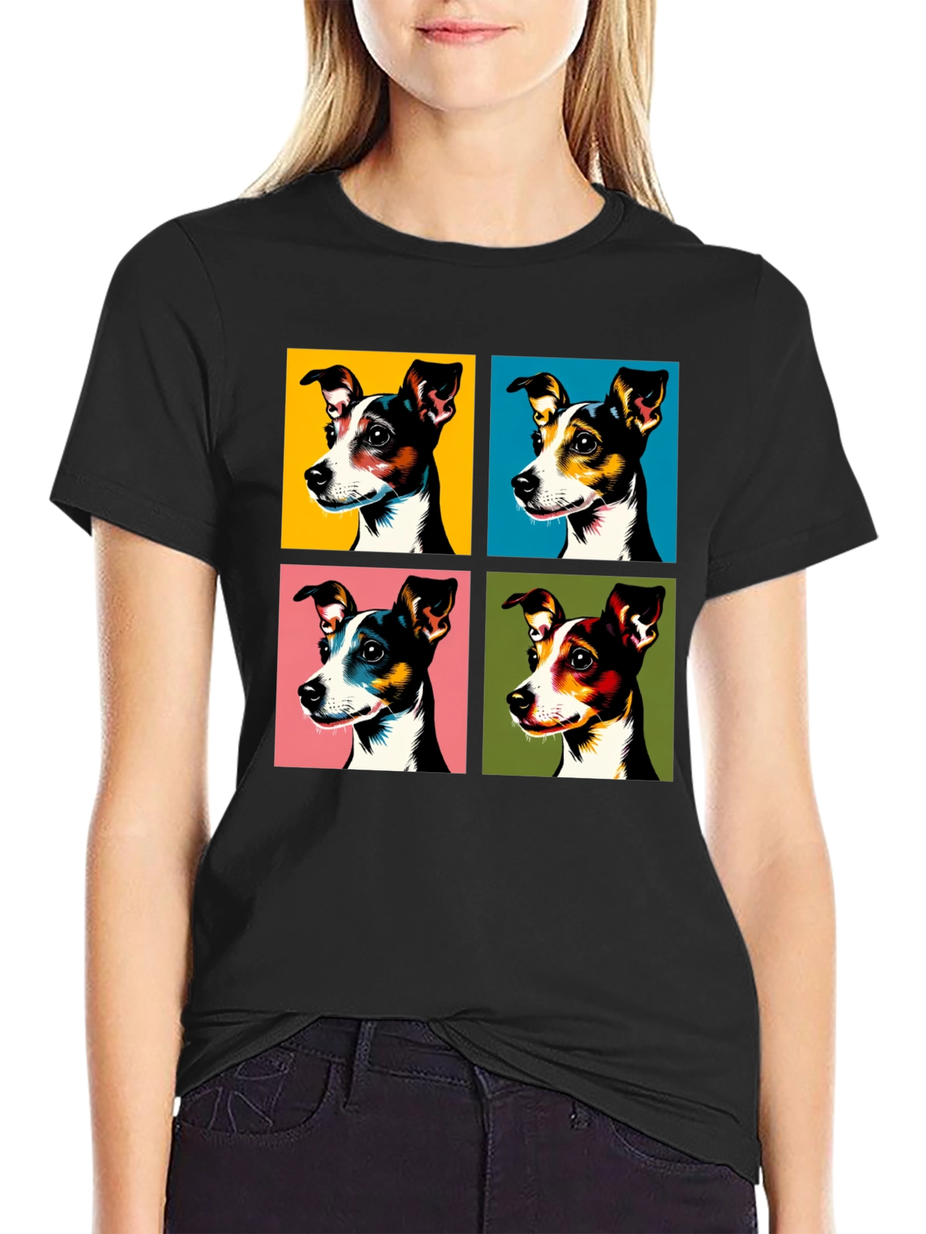 Black Pop Art Dog Graphic Tee - Stylish & Unique view 2