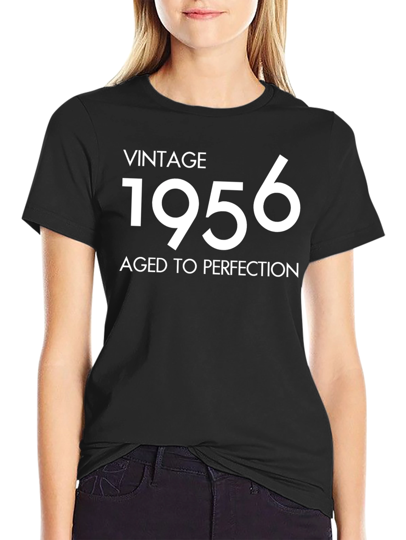 Black Vintage 1956 Aged to Perfection Black T-Shirt view 2