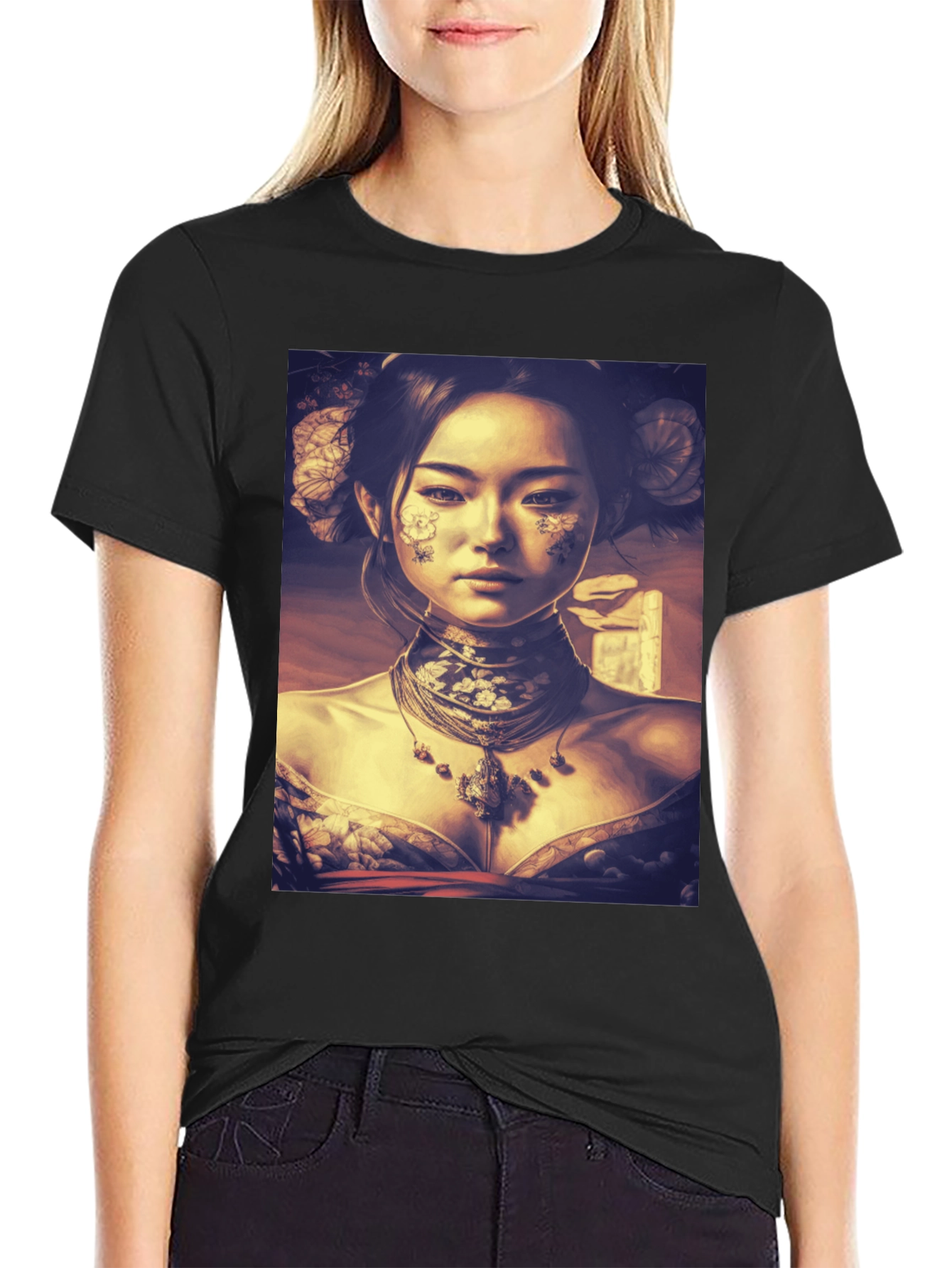 Black Asian Art Black T-Shirt view 2