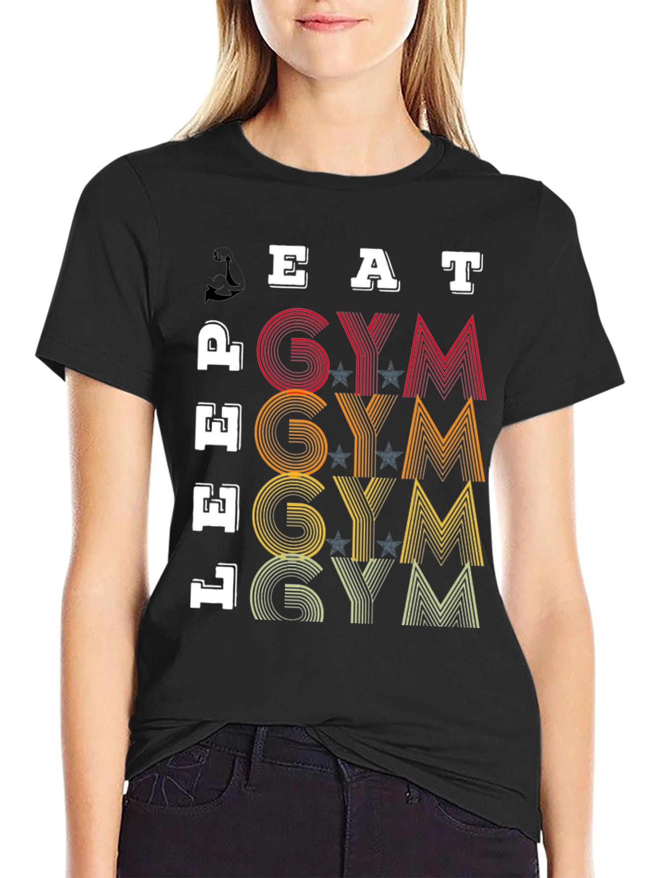 Black Eat, Lift, Gym T-Shirt - Fitness Motivation Tee view 2