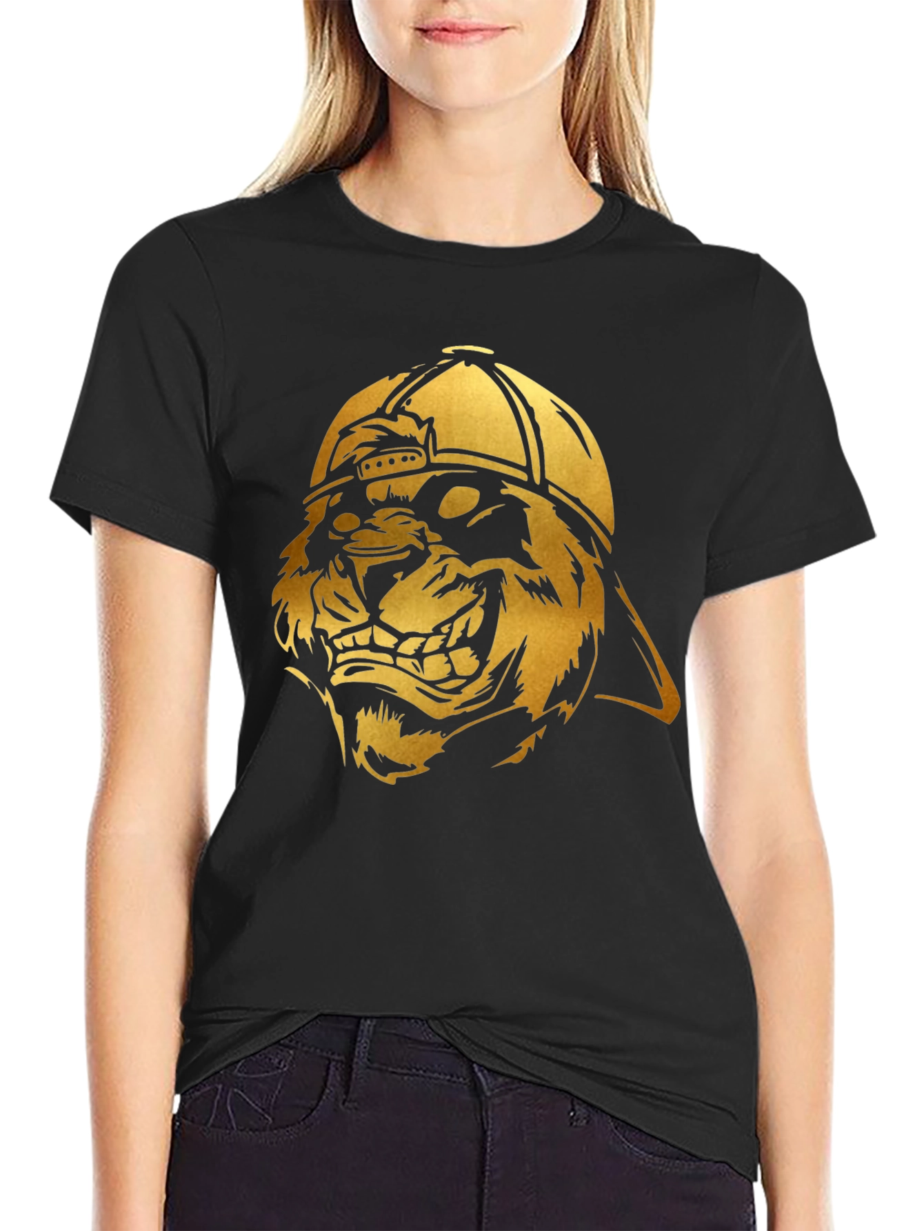 Black Urban Lion Graphic T-Shirt view 2