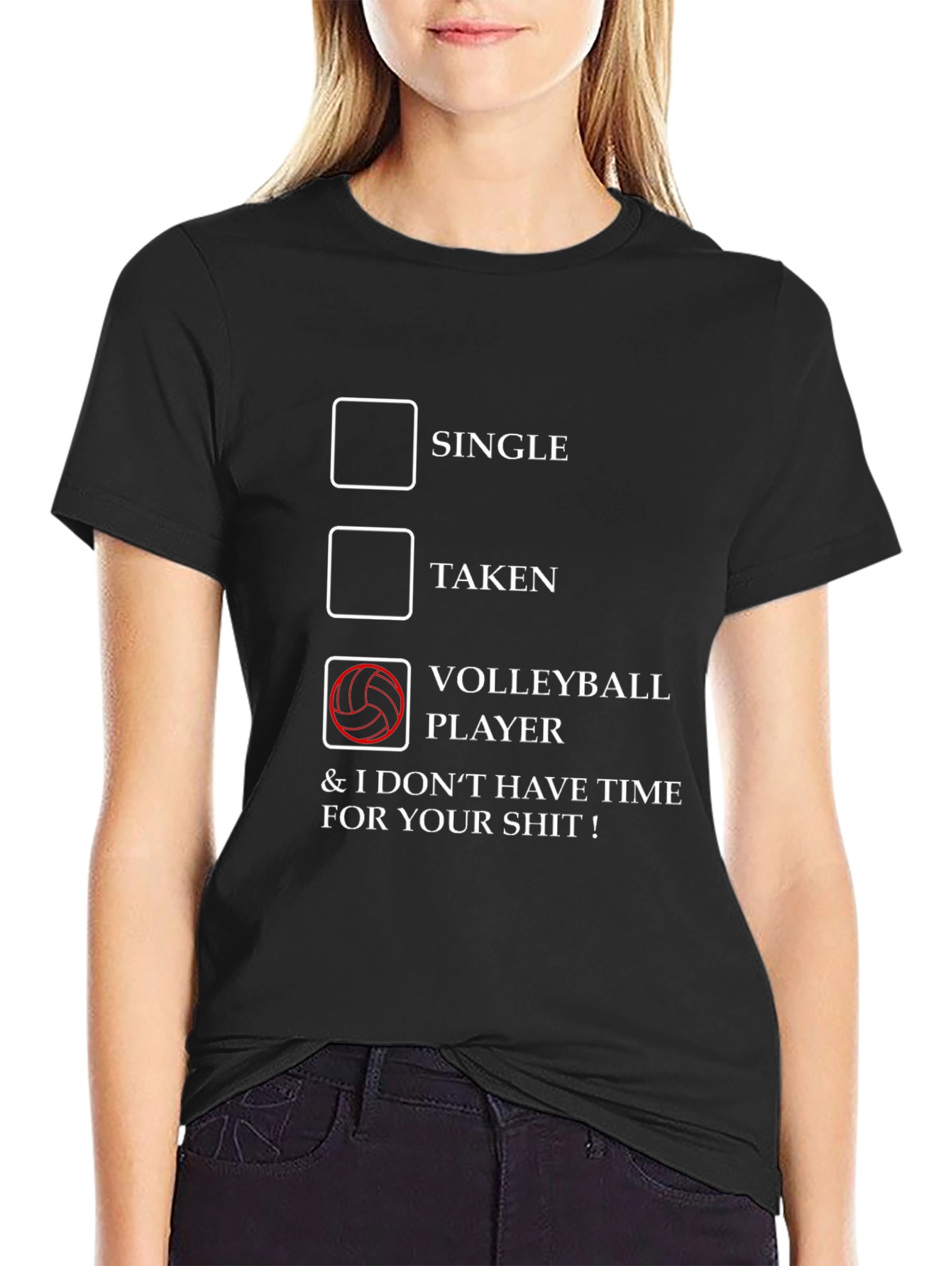 Black Volleyball Player Novelty Graphic T-Shirt view 2