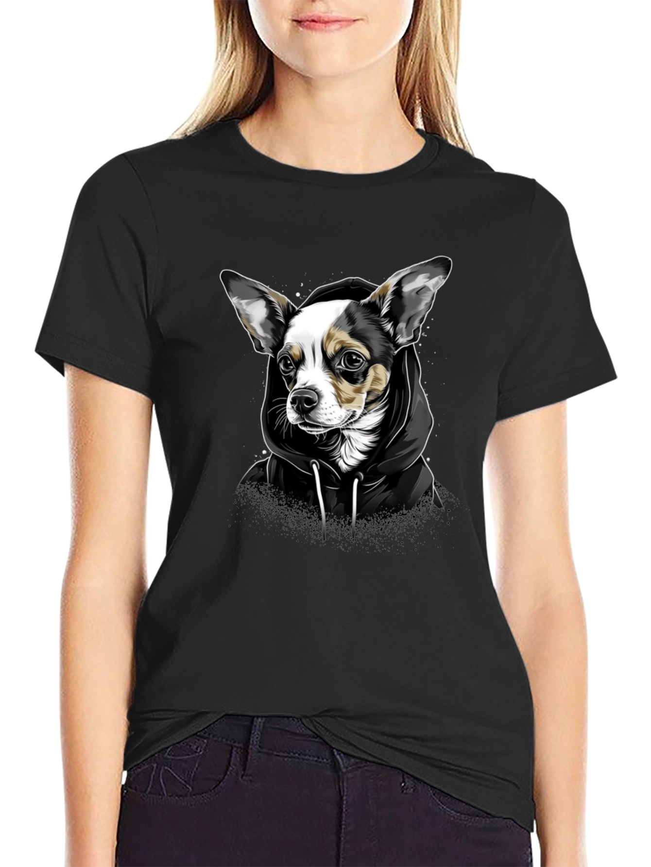 Black Dog Graphic T-Shirt - Trendy Animal Lover Tee view 2