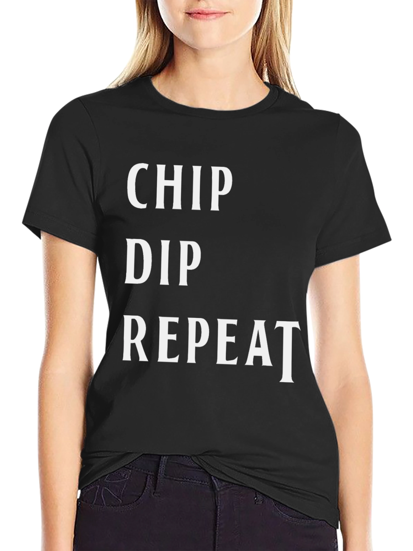 Black Chip Dip Repeat Black Graphic T-Shirt view 2