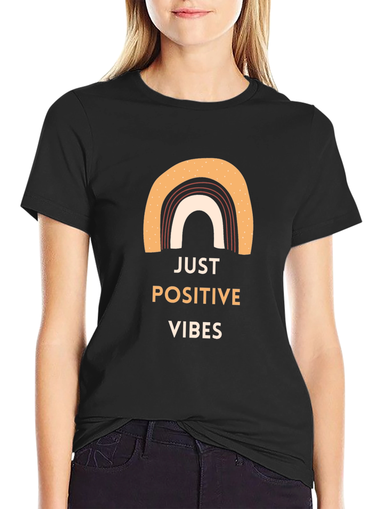 Black Just Positive Vibes T-Shirt | Casual Wear view 2