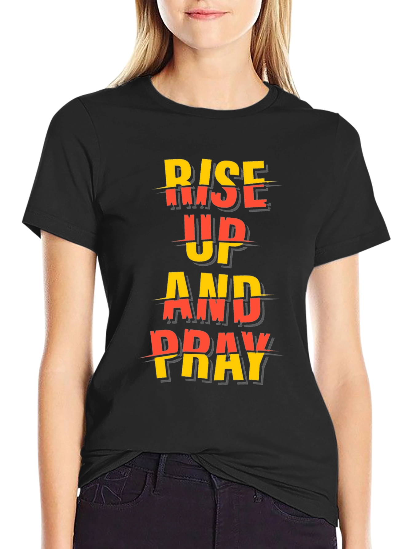 Black Rise Up and Pray Graphic Tee - Black view 2