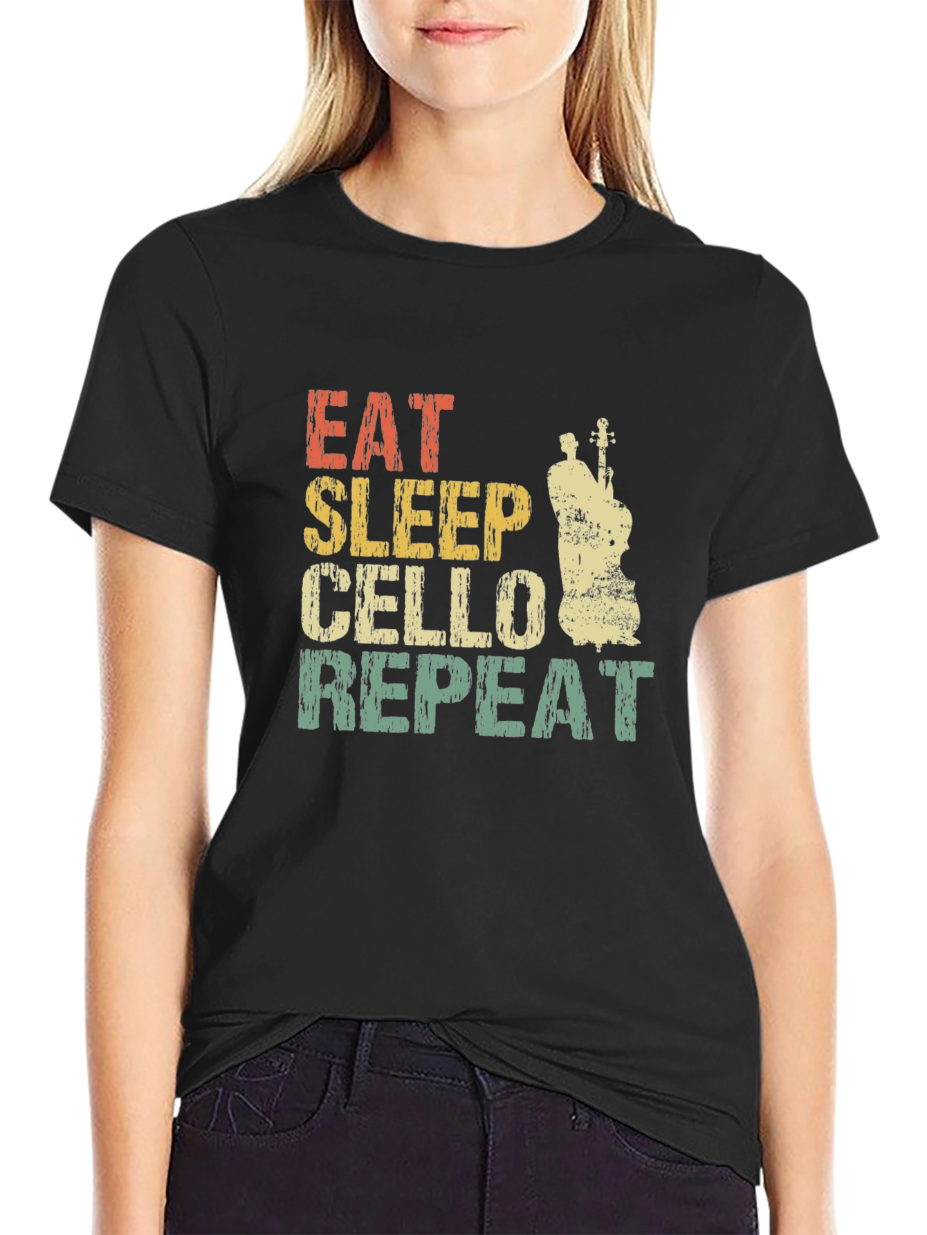 Black Eat Sleep Cello Repeat T-Shirt view 2