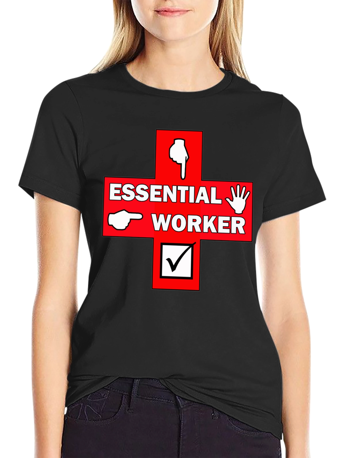 Black Essential Worker Graphic Print Tee view 2