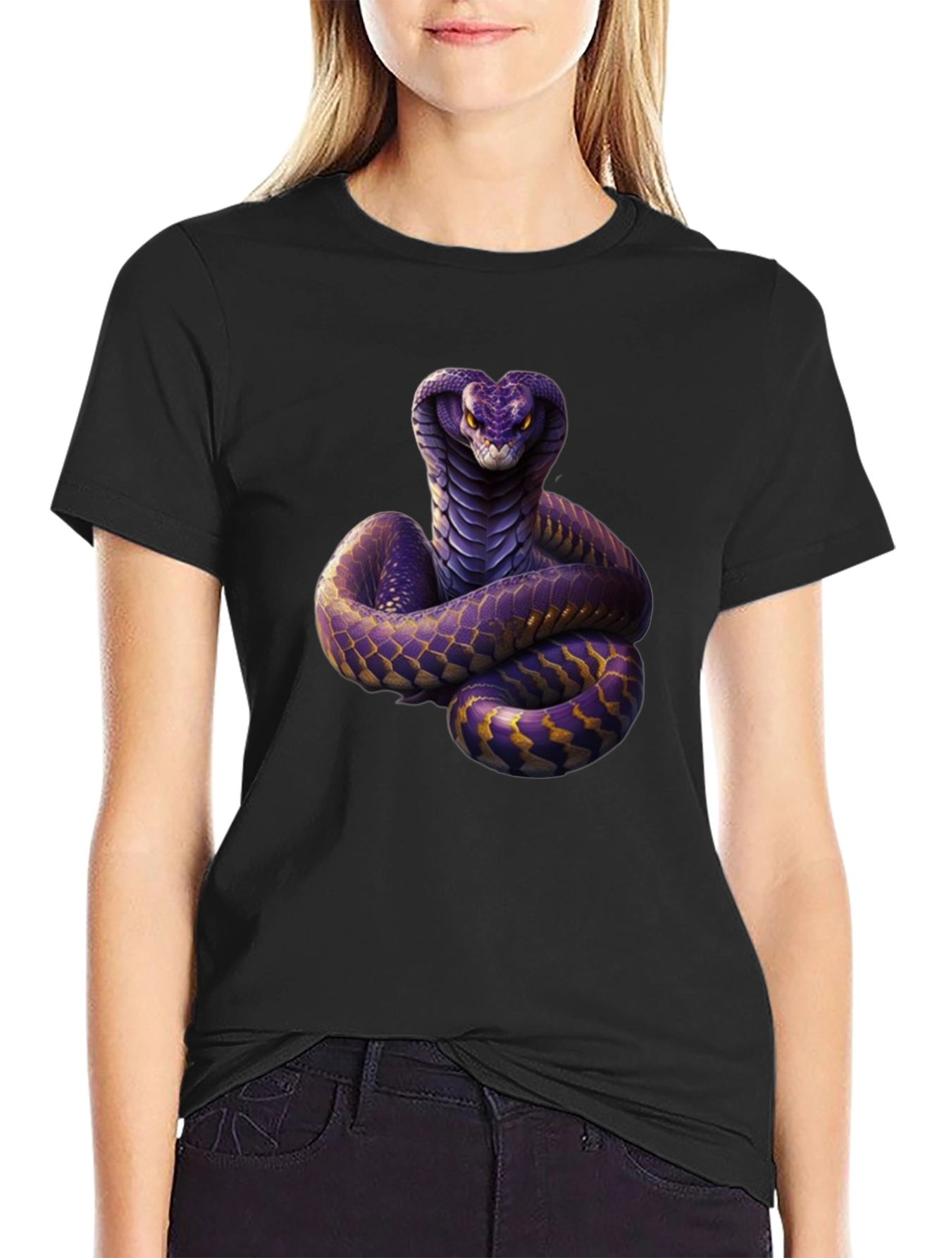 Black Cobra Graphic Print Black T-Shirt view 2