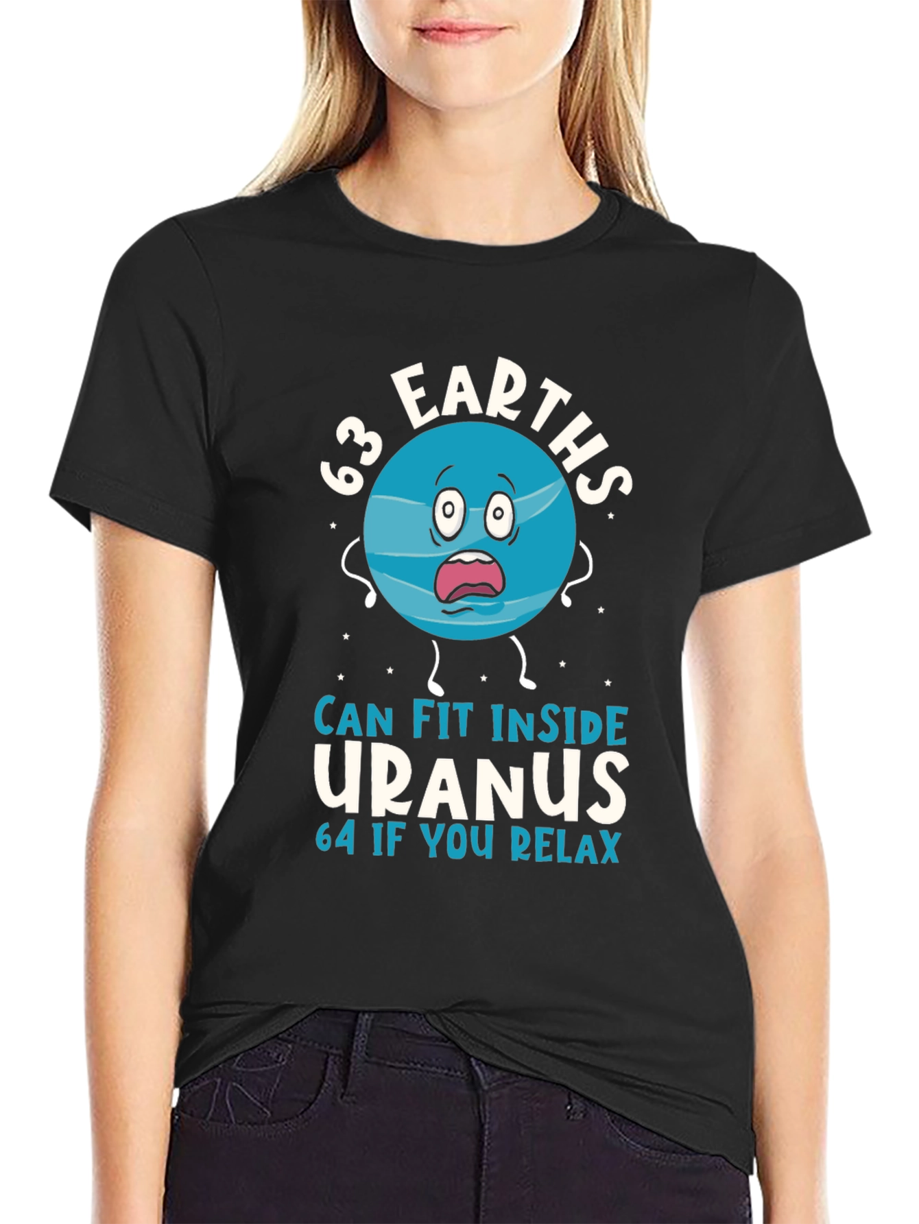 Black 63 Earths Uranus Funny Humor T-Shirt view 2