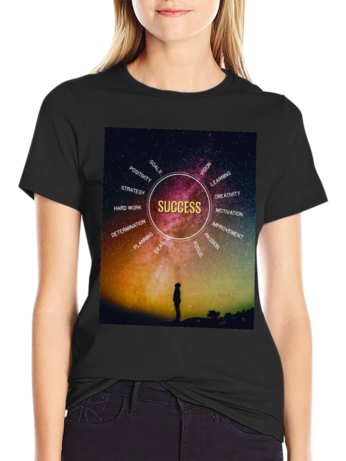 Black Success Motivational Graphic Tee view 2