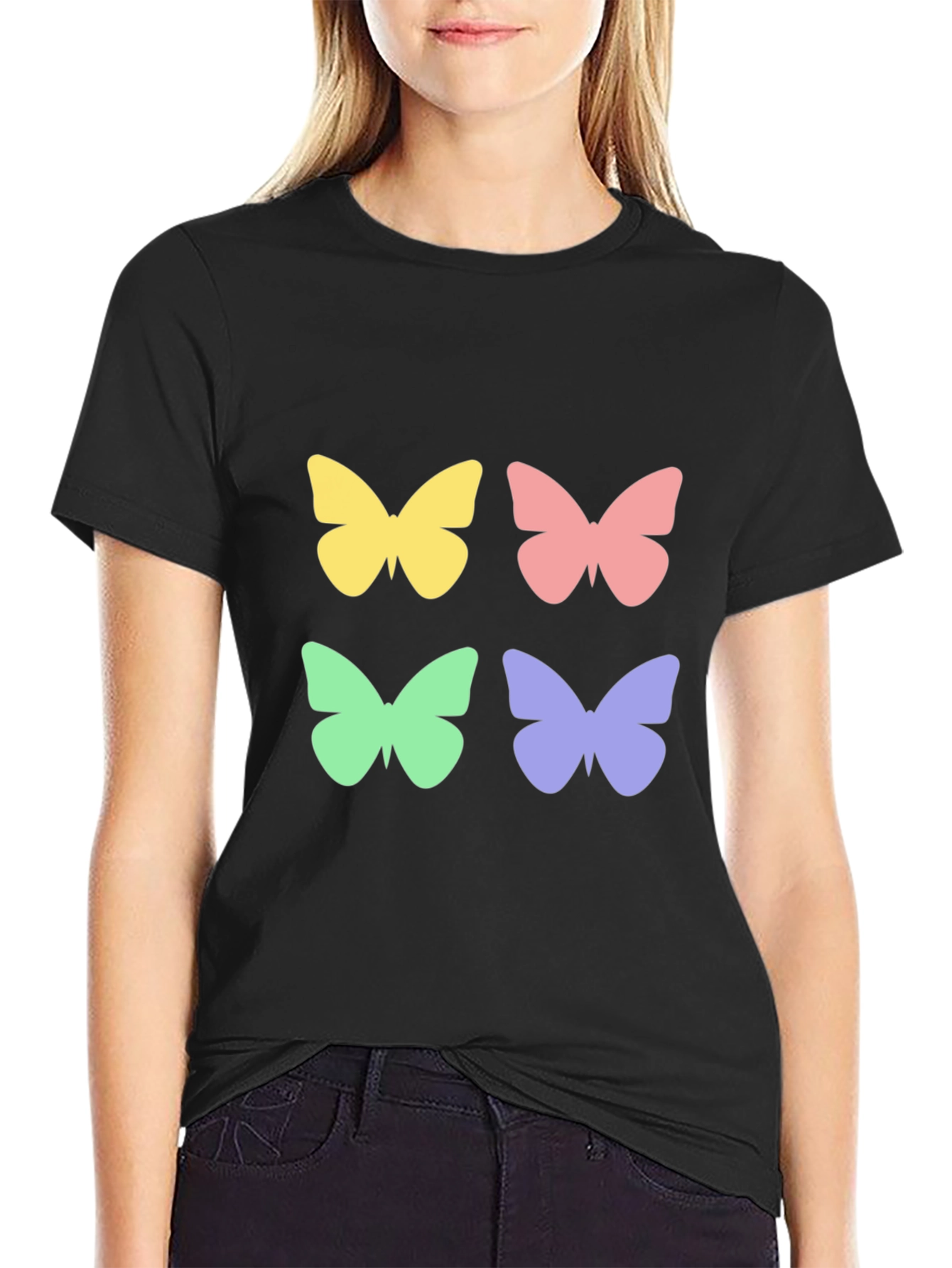 Black Butterfly Graphic Tee - Stylish Casual Wear view 2