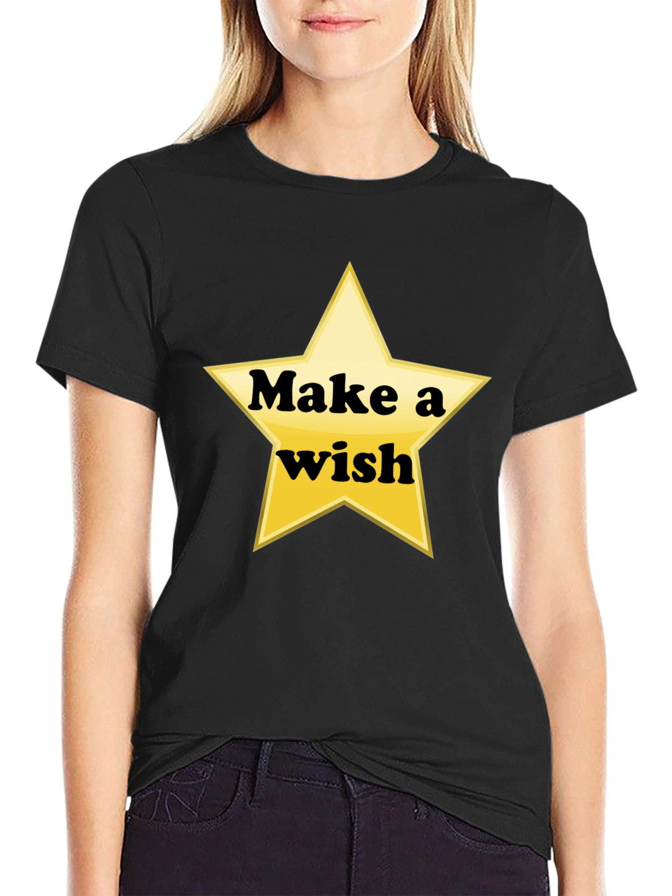 Black Make a Wish Star Graphic Tee - Soft Cotton Shirt view 2