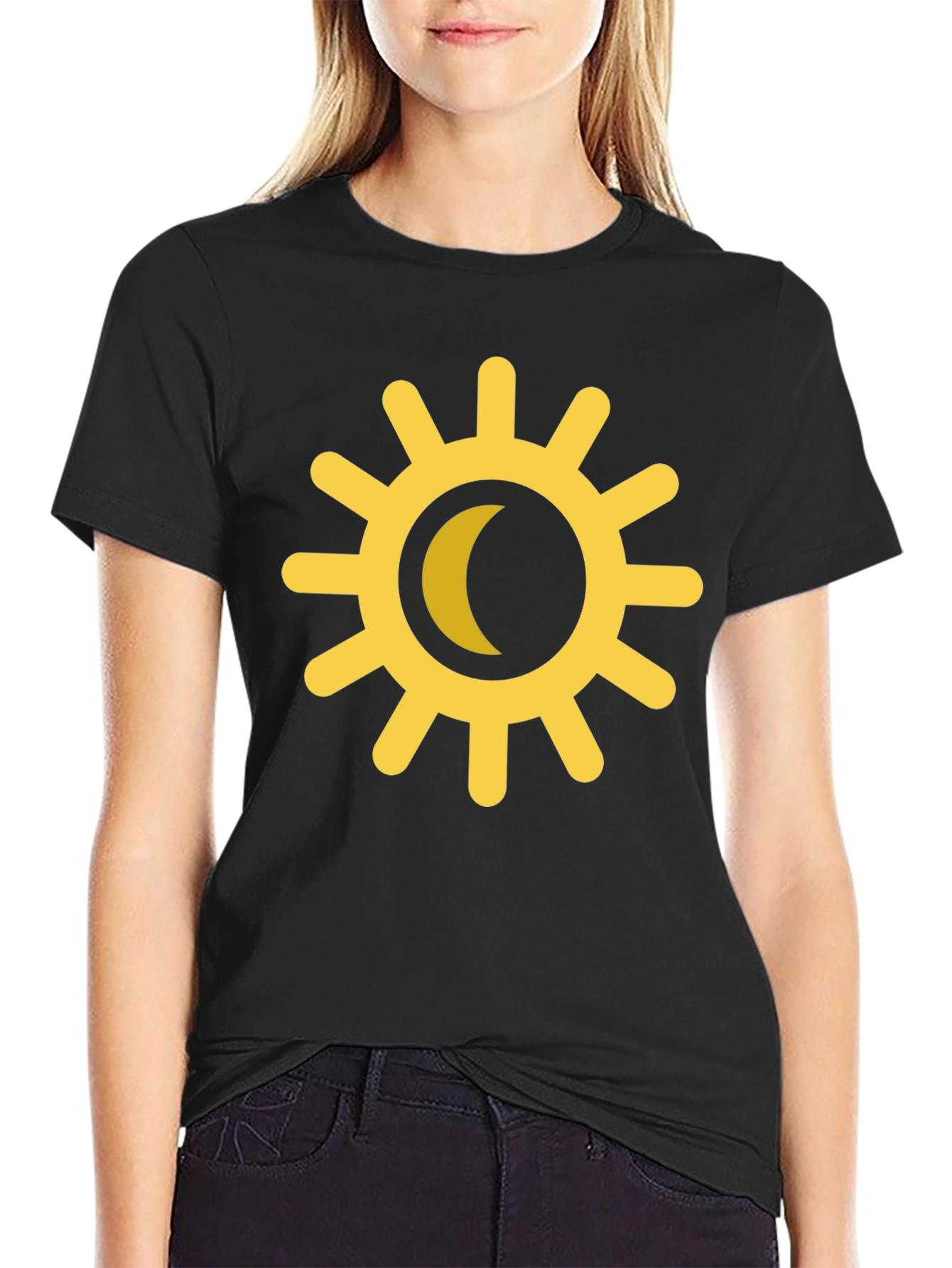 Black Sun & Moon Graphic Tee - Celestial Style view 2