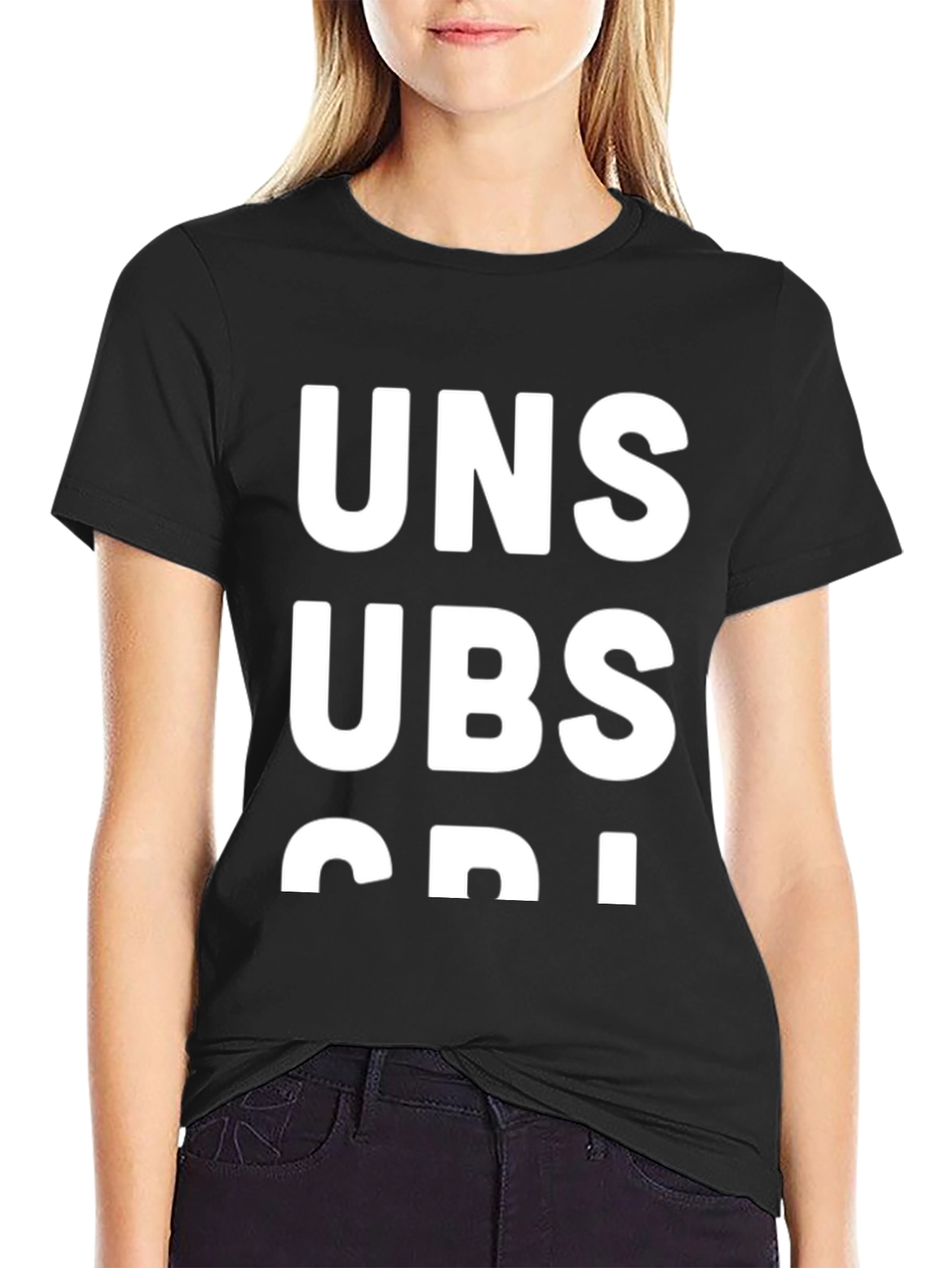 Black Unsubscribe Black Graphic T-Shirt view 2