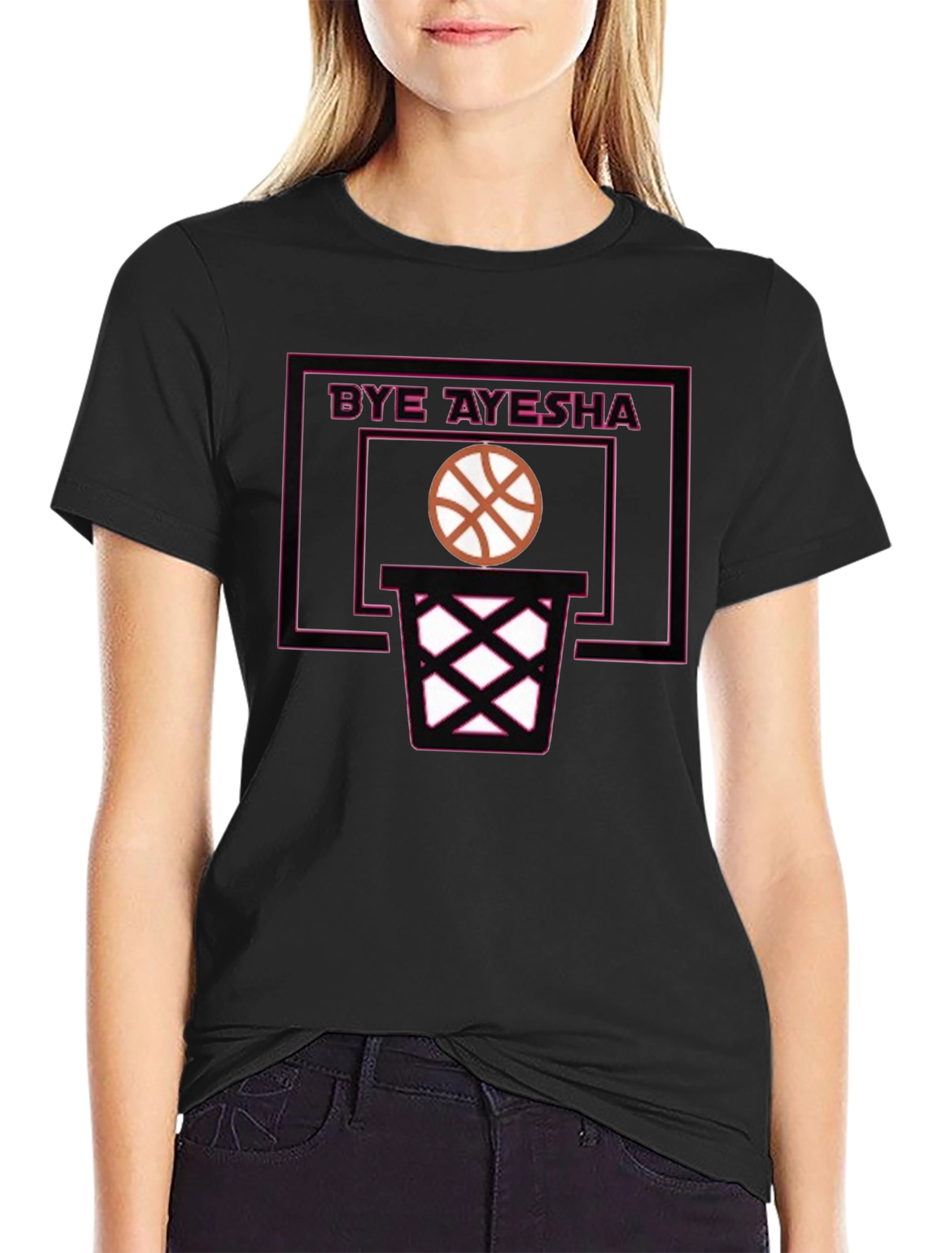 Black Bye Ayesha Basketball T-Shirt - Black view 2