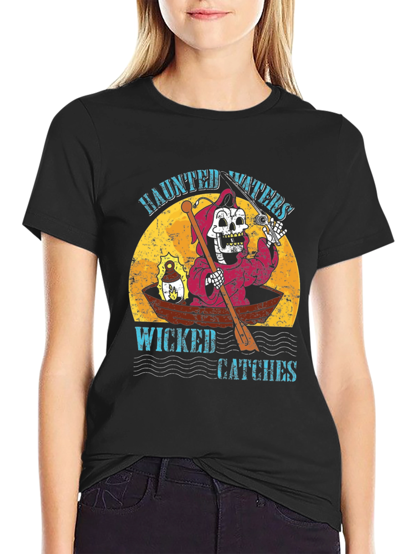 Black Haunted Waters Graphic T-Shirt view 2