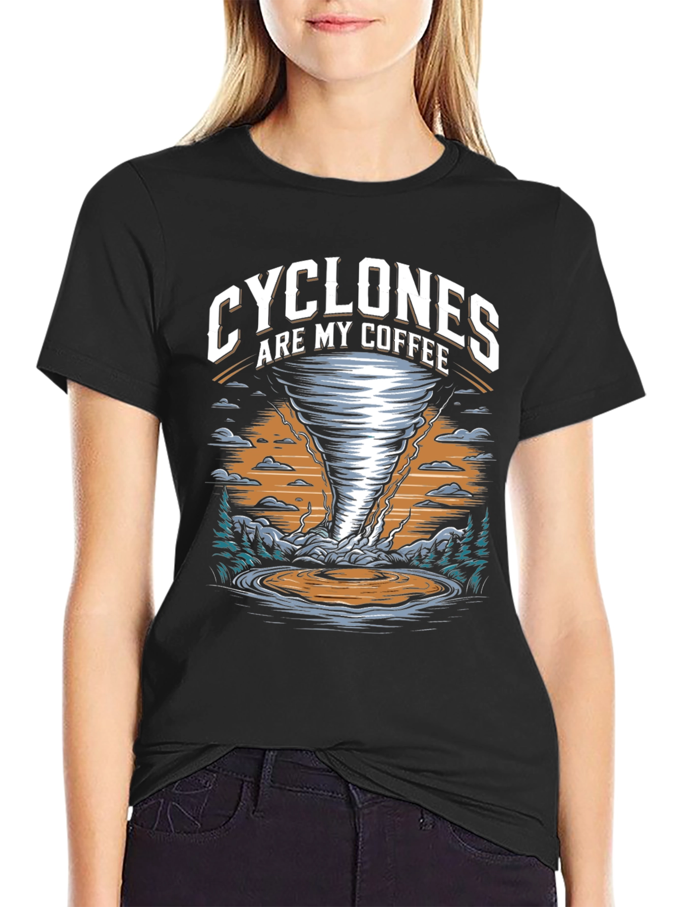 Black Cyclones Are My Coffee Graphic T-Shirt view 2
