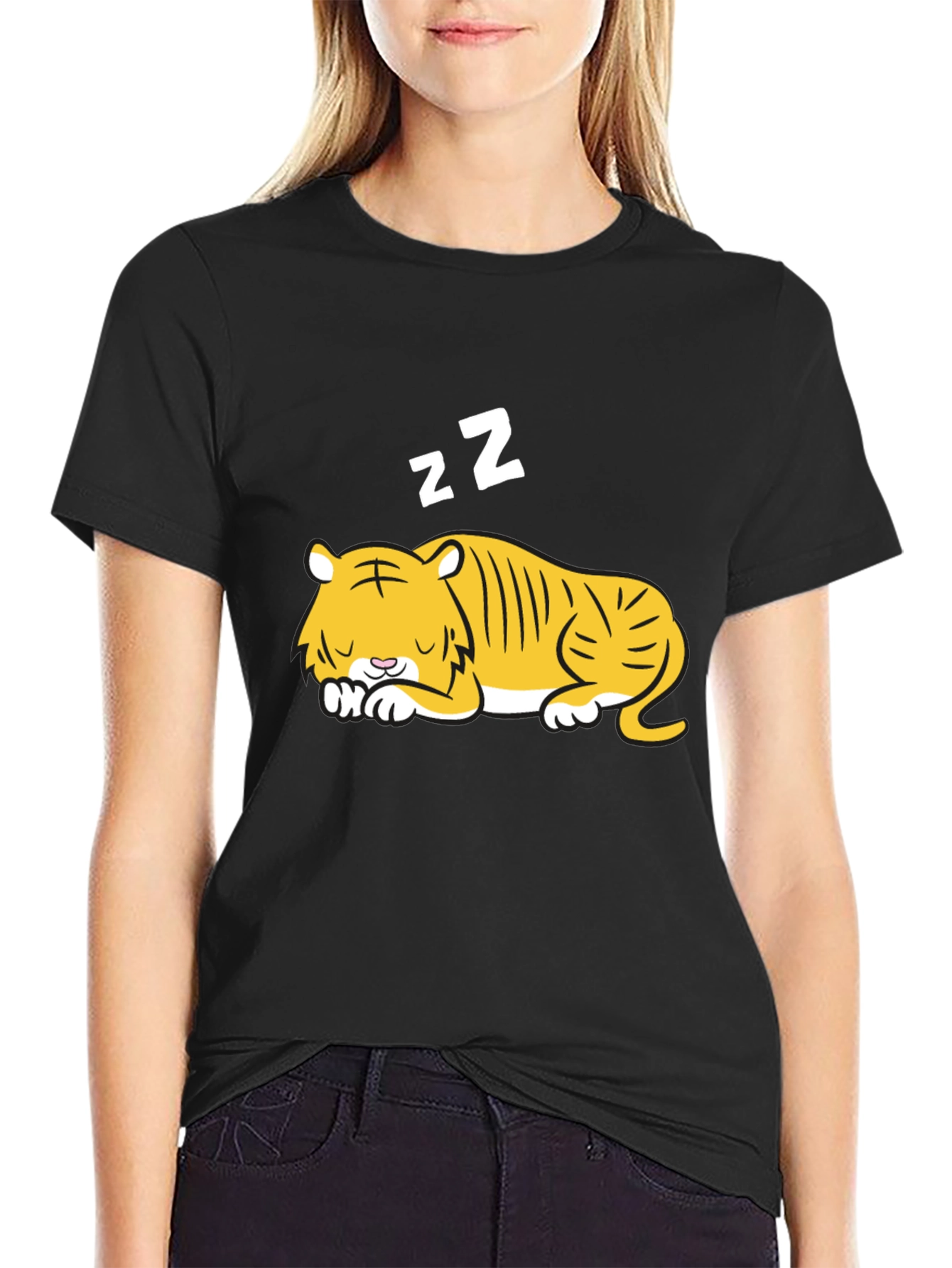 Black Sleeping Tiger Graphic Tee - Black view 2