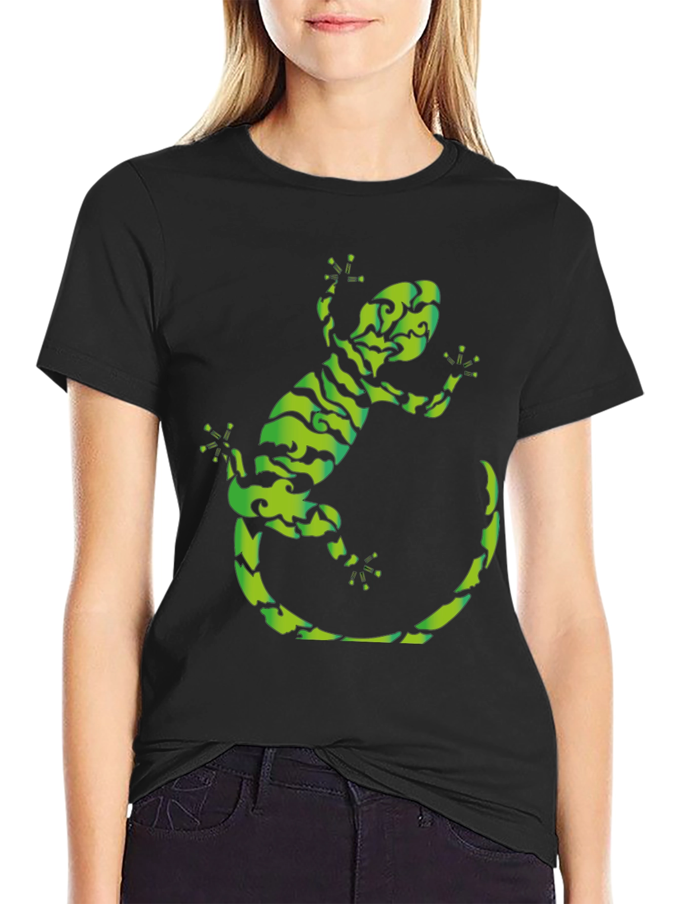 Black Gecko Graphic Tee - Cool Reptile Design view 2