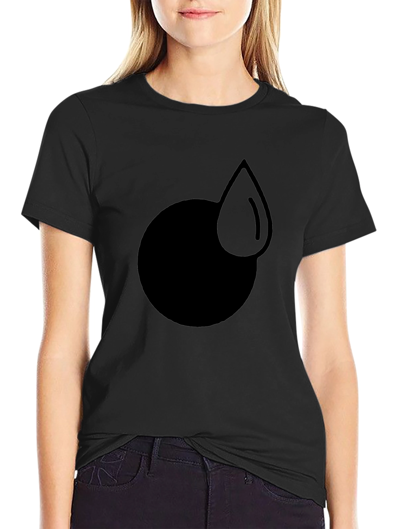 Black Modern Graphic Tee - Circle and Drop Design view 2