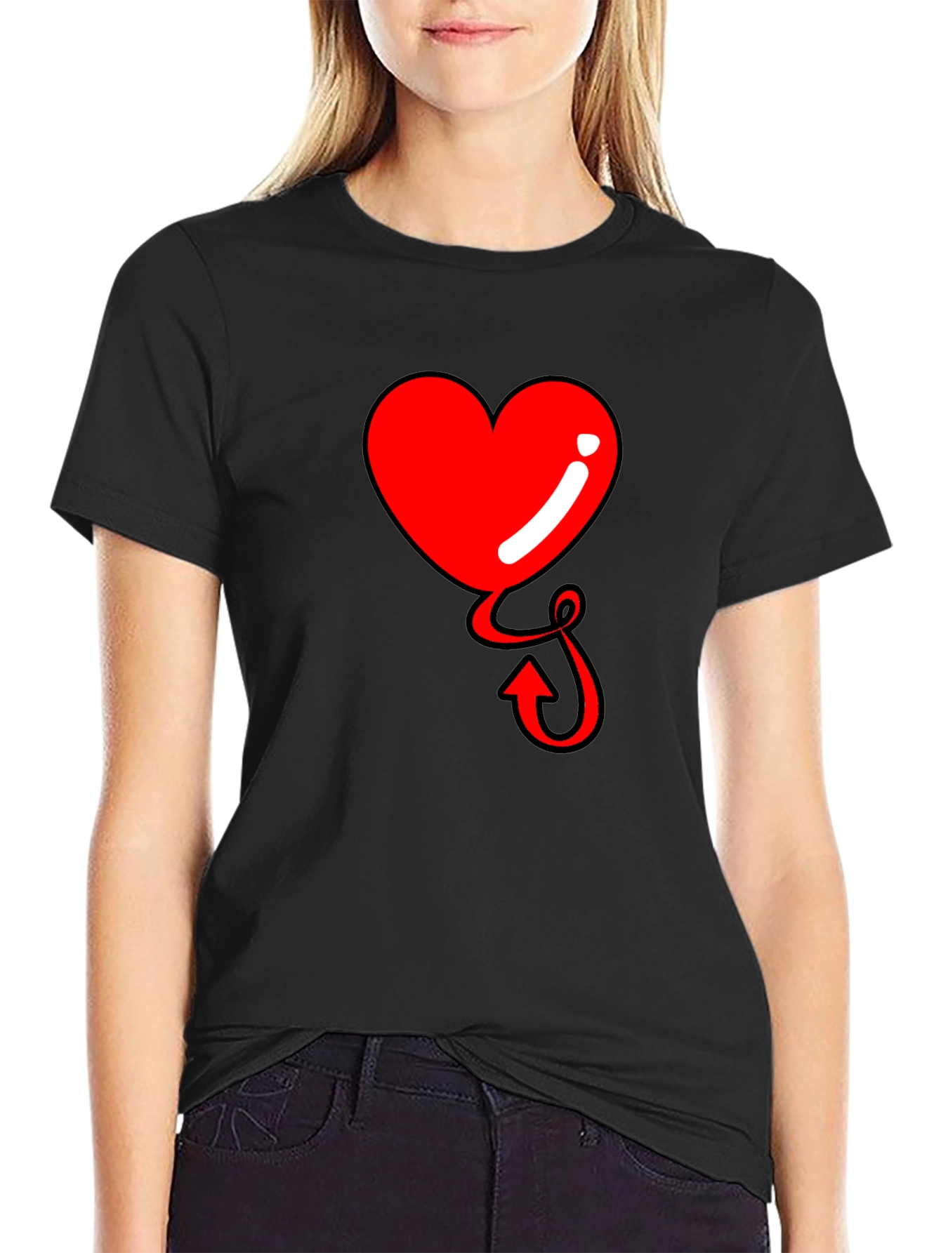 Black Heart Devil Tail Tee - Men's Black T-Shirt view 2