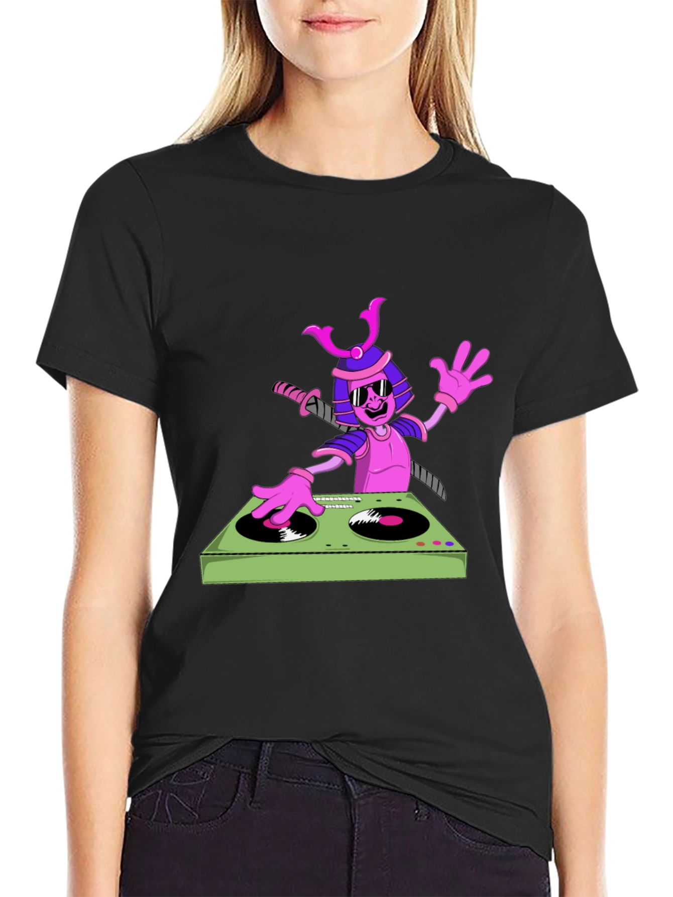 Black Samurai DJ Graphic T-Shirt - Cool and Unique! view 2