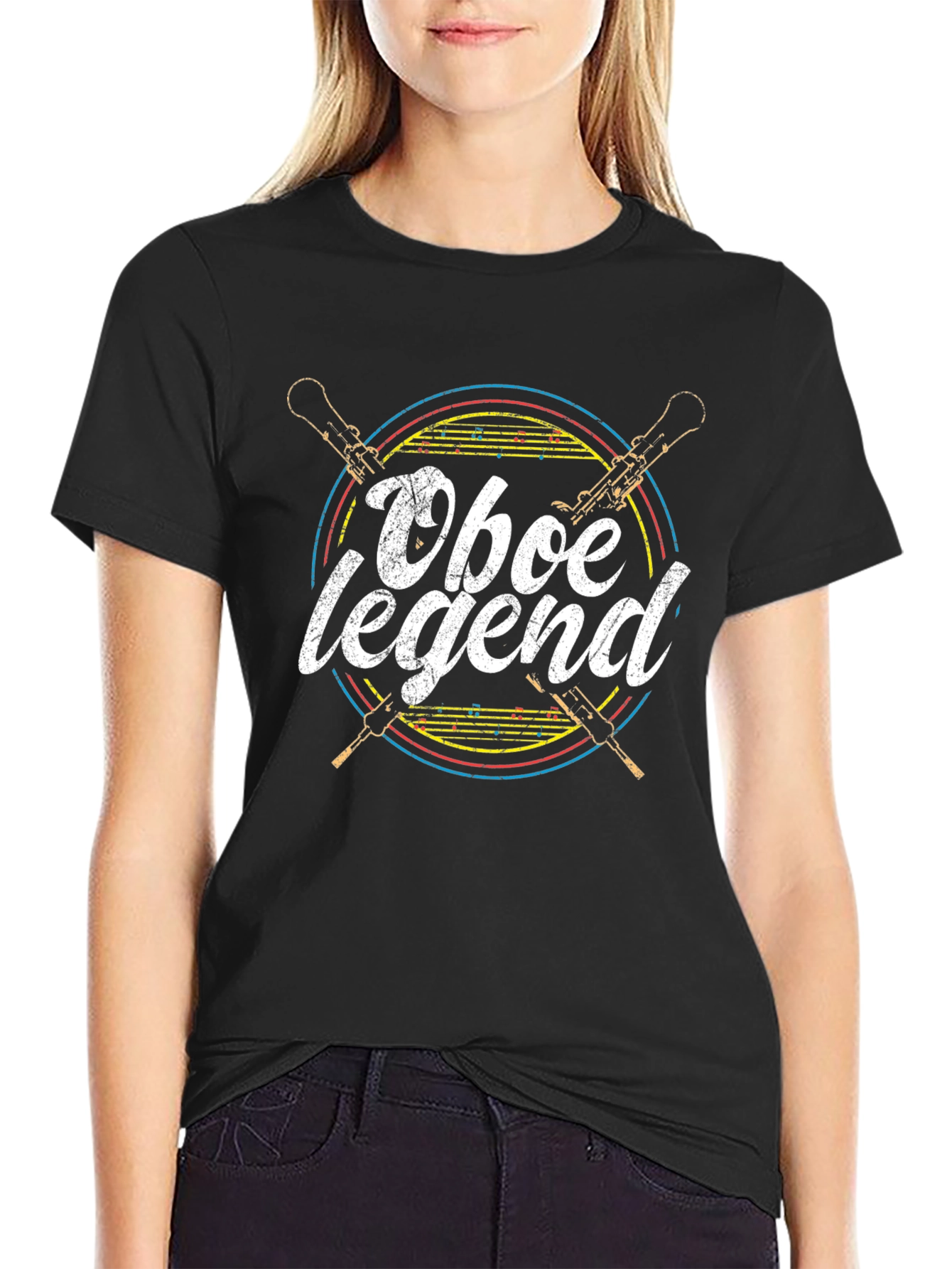 Black Oboe Legend Graphic Tee - Musician's T-Shirt view 2