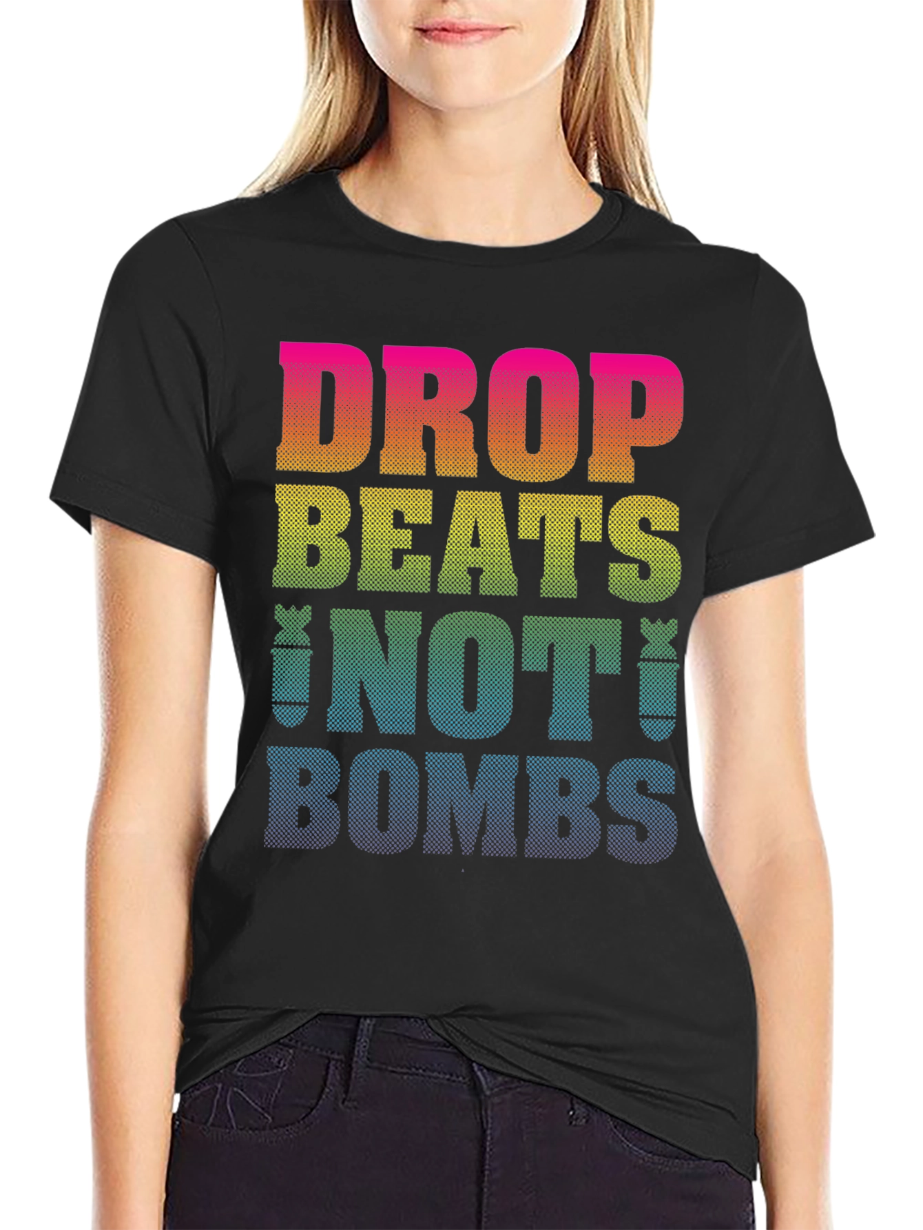 Black Drop Beats Not Bombs Graphic T-Shirt view 2