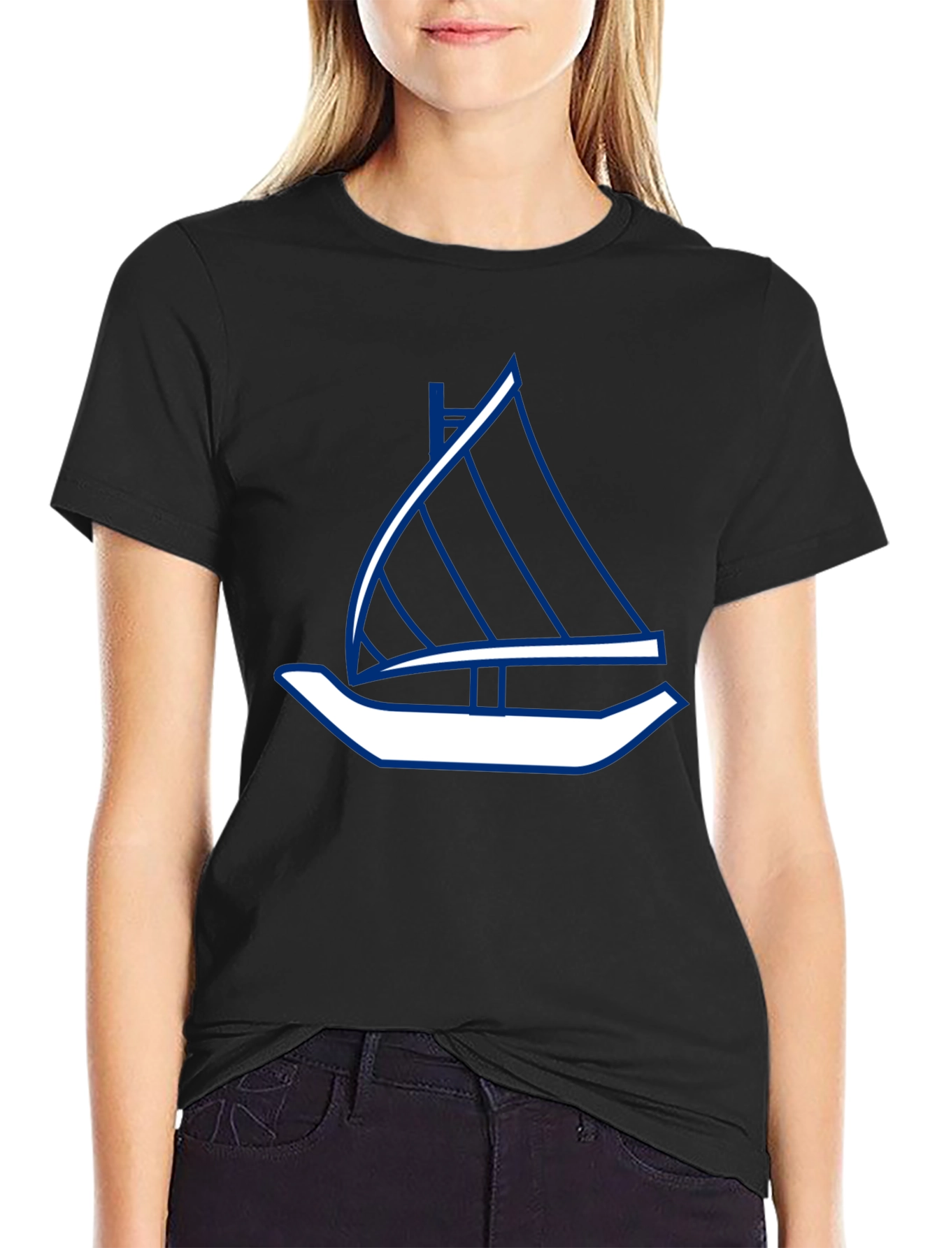 Black Sailboat Graphic Tee - Stylish Black T-Shirt view 2