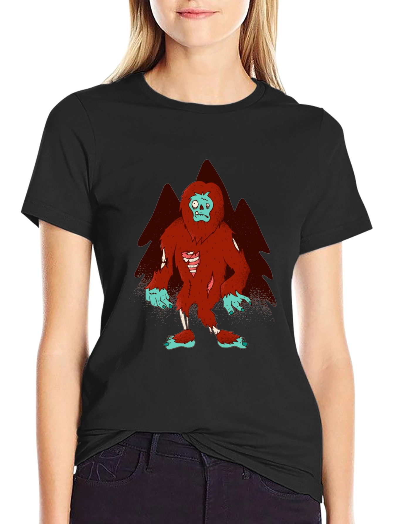 Black Zombie Bigfoot Graphic Tee view 2