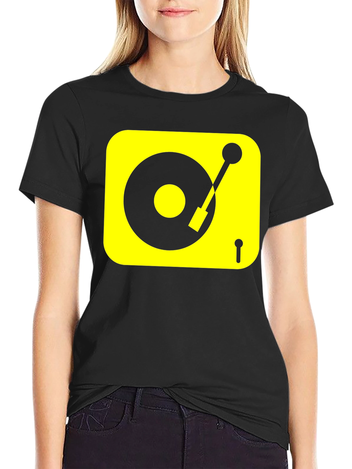 Black DJ Turntable Graphic Tee - Black view 2