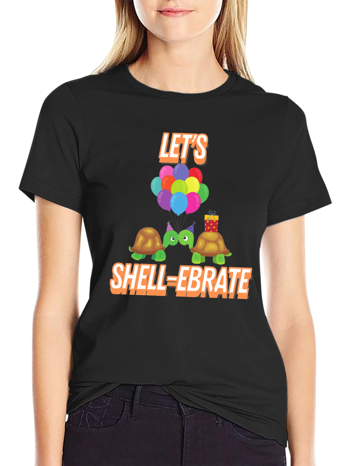 Black Let's Shell-ebrate Turtles Graphic Tee view 2