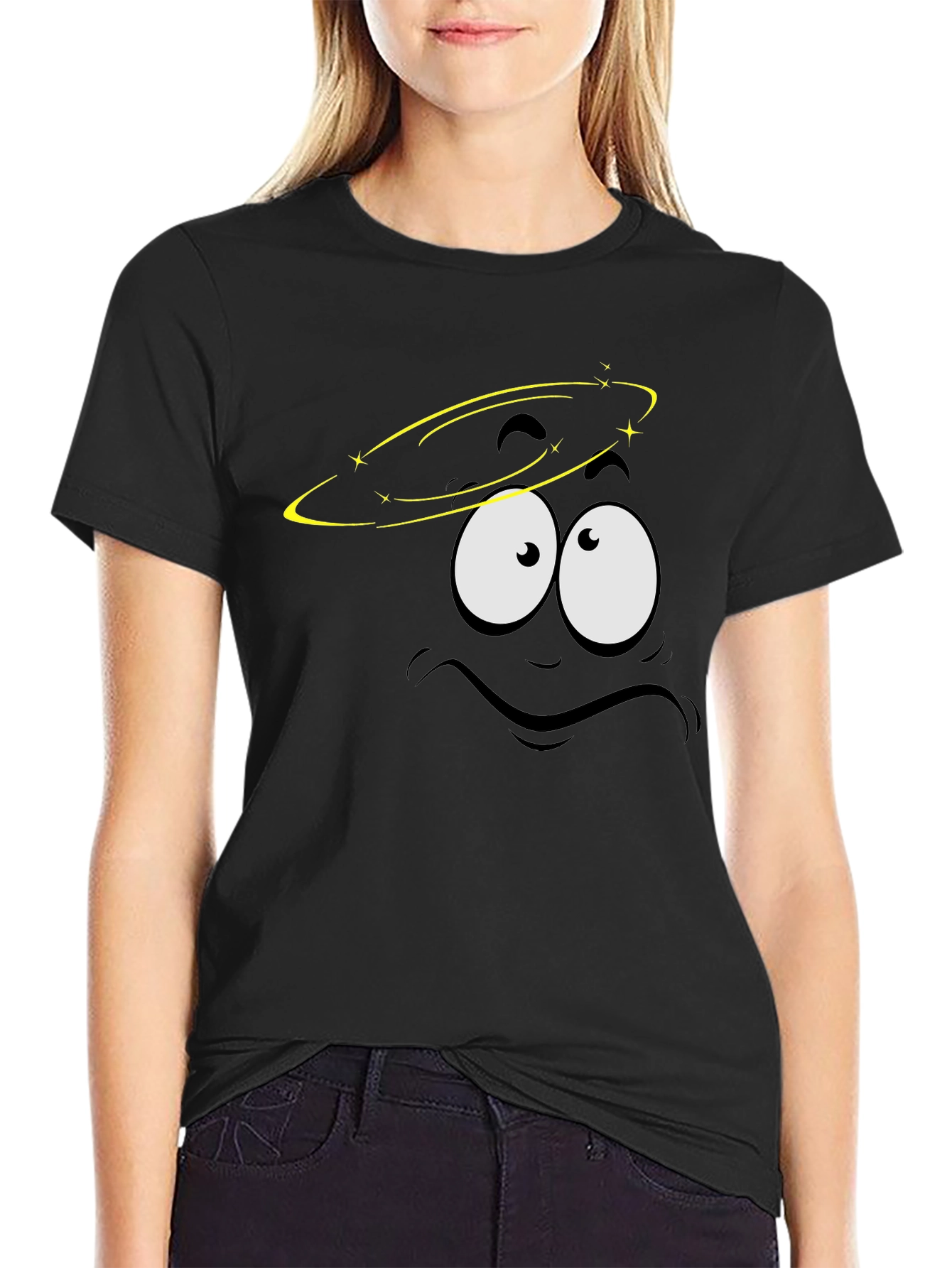 Black Dizzy Face Graphic T-Shirt - Soft Cotton Tee view 2