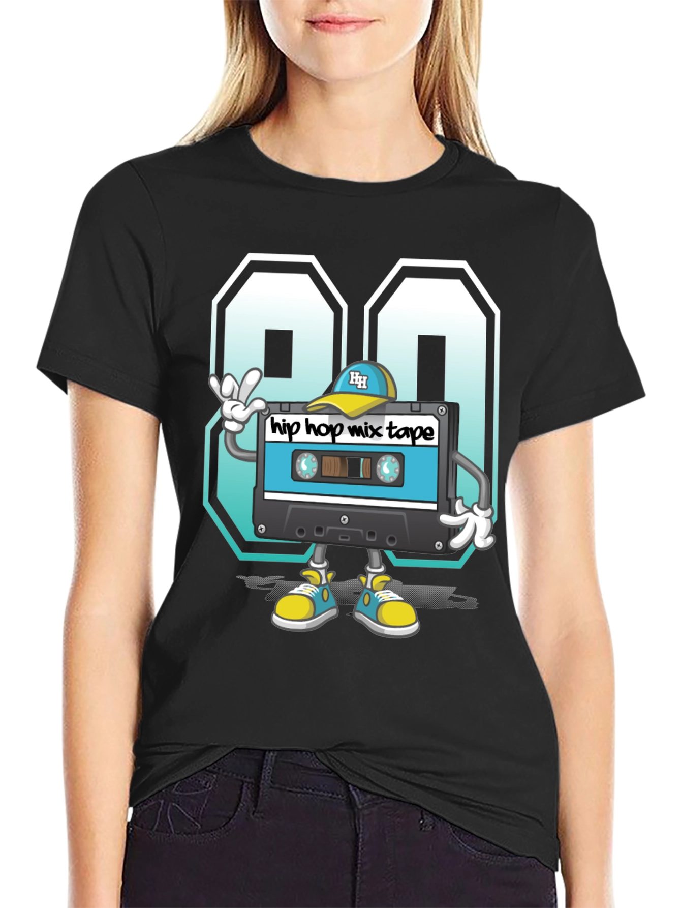 Black 90s Hip Hop Mix Tape Graphic Tee view 2