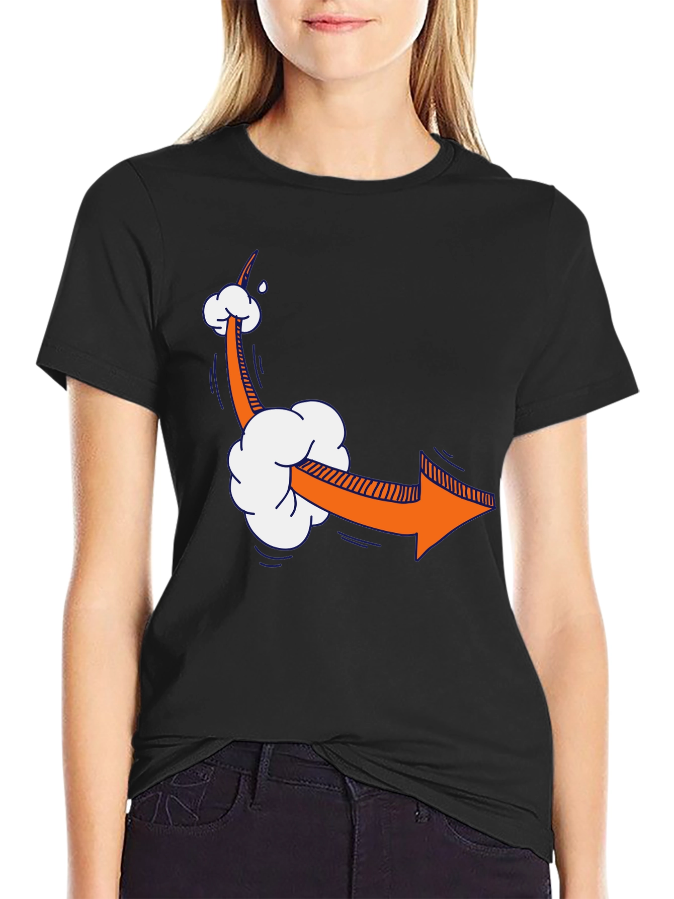 Black Cartoon Arrow T-Shirt - Funny Directional Tee view 2