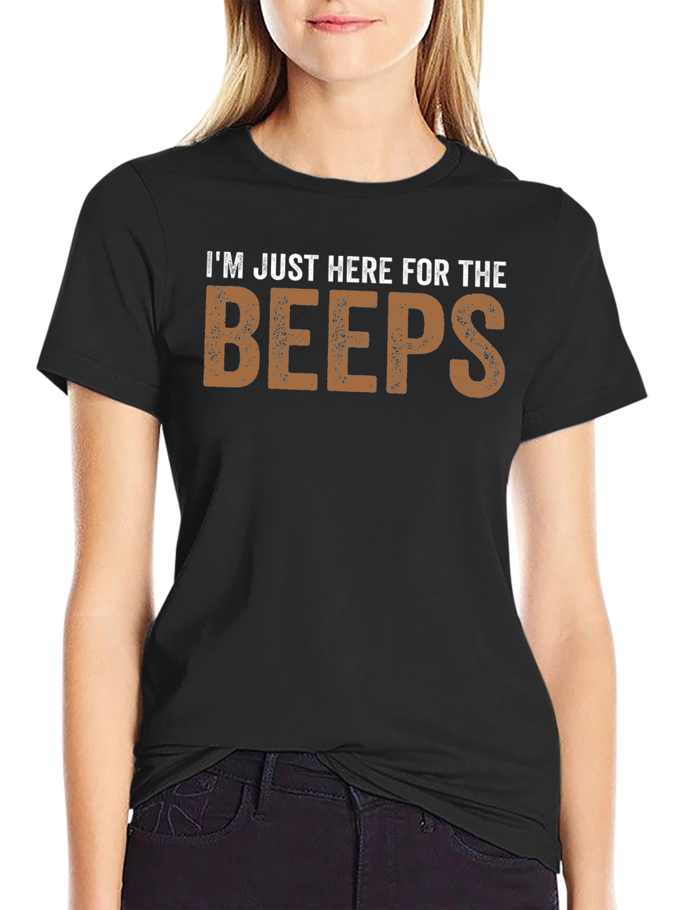 Black I'm Just Here For The Beeps Funny T-Shirt view 2
