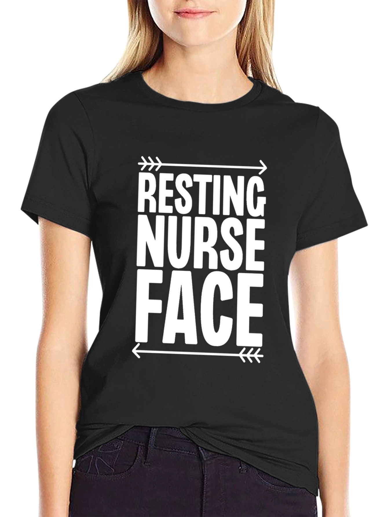 Black Resting Nurse Face Graphic T-Shirt view 2