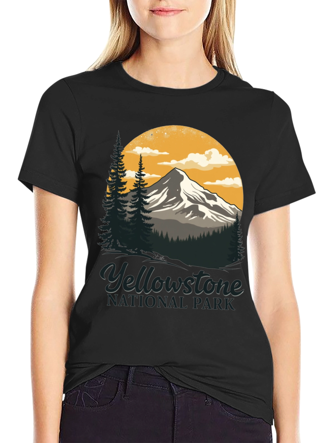 Black Yellowstone National Park Graphic T-Shirt view 2