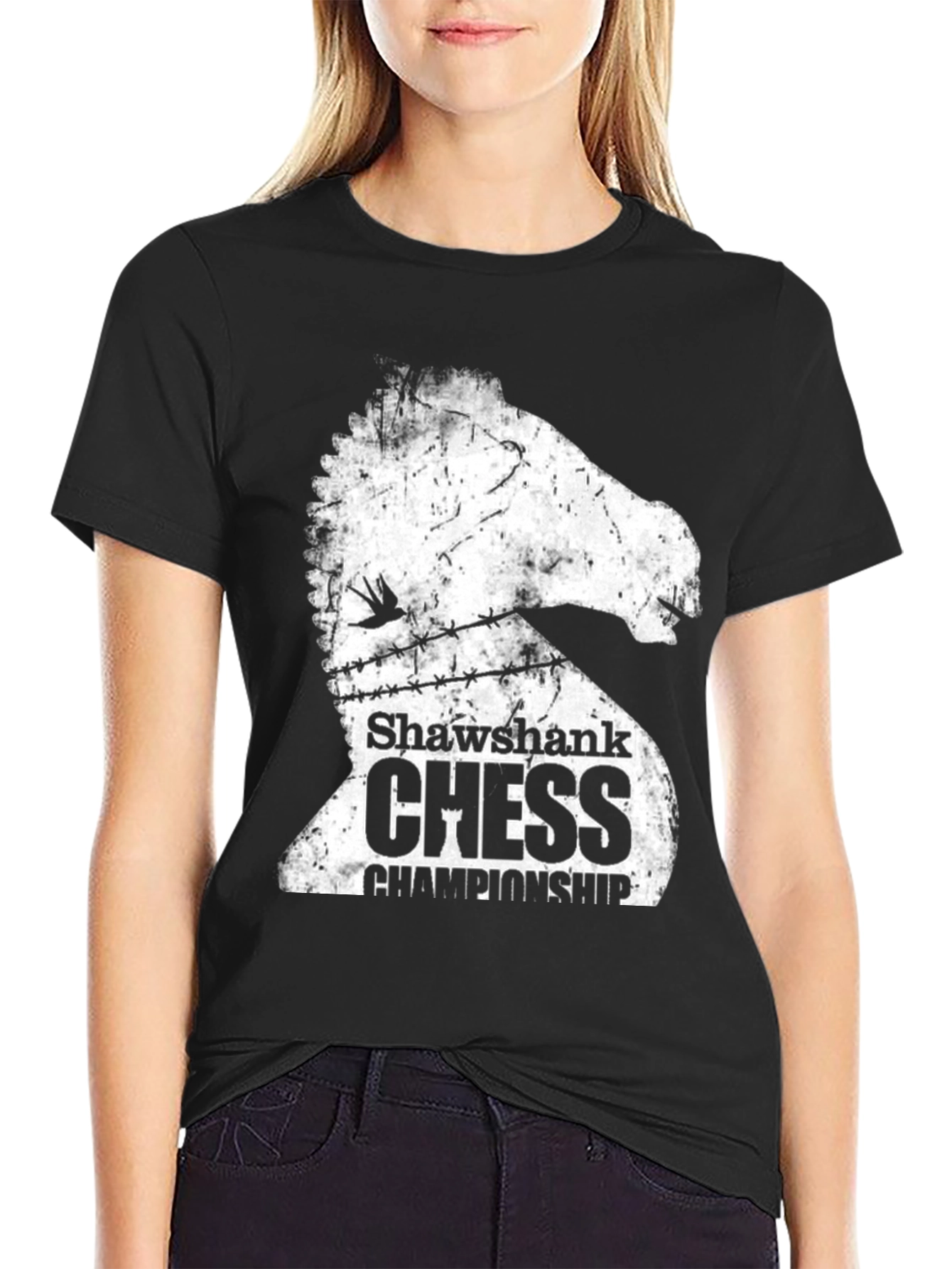 Black Shawshank Chess Championship T-Shirt view 2