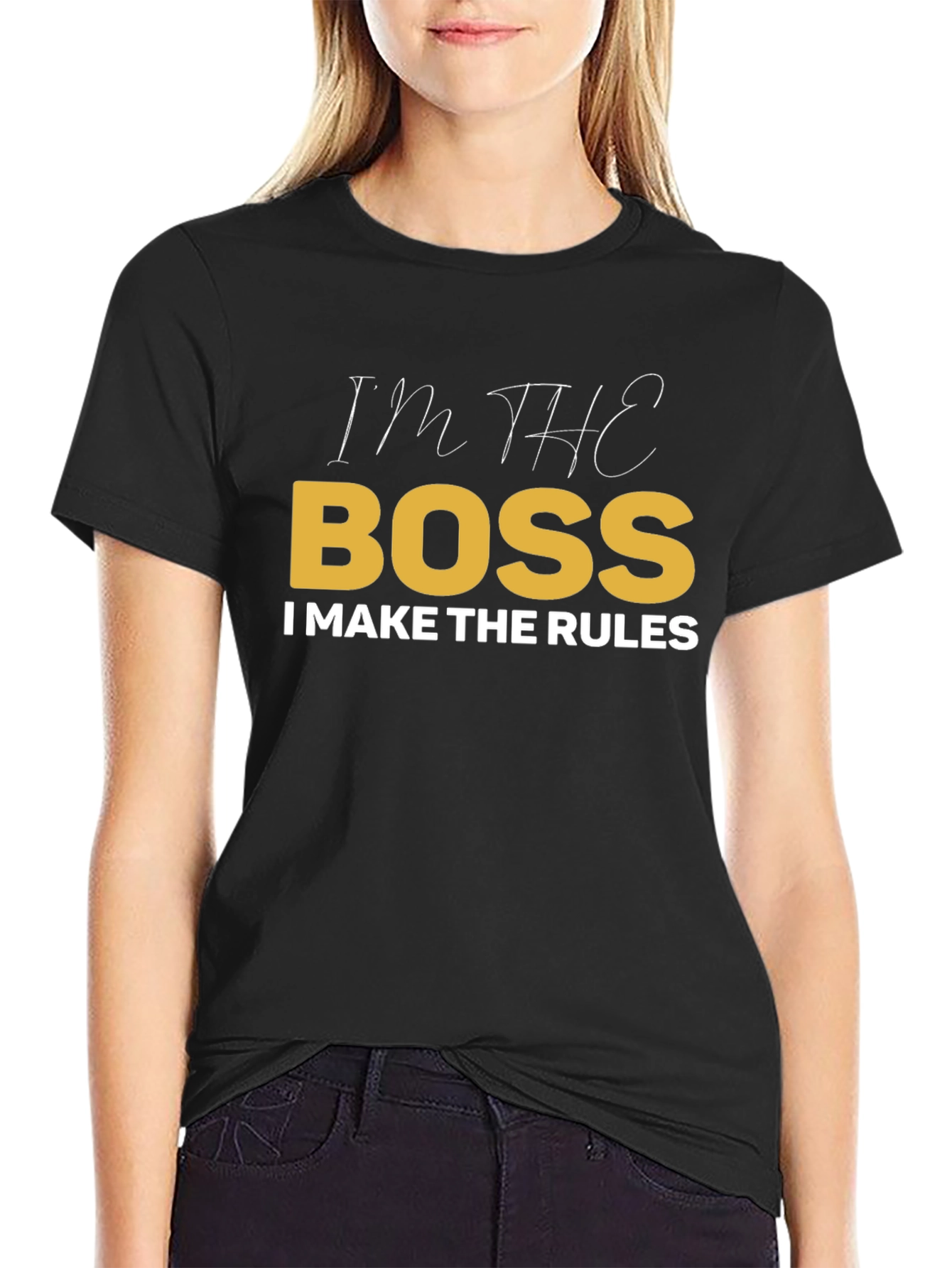 Black I'm The Boss T-Shirt view 2