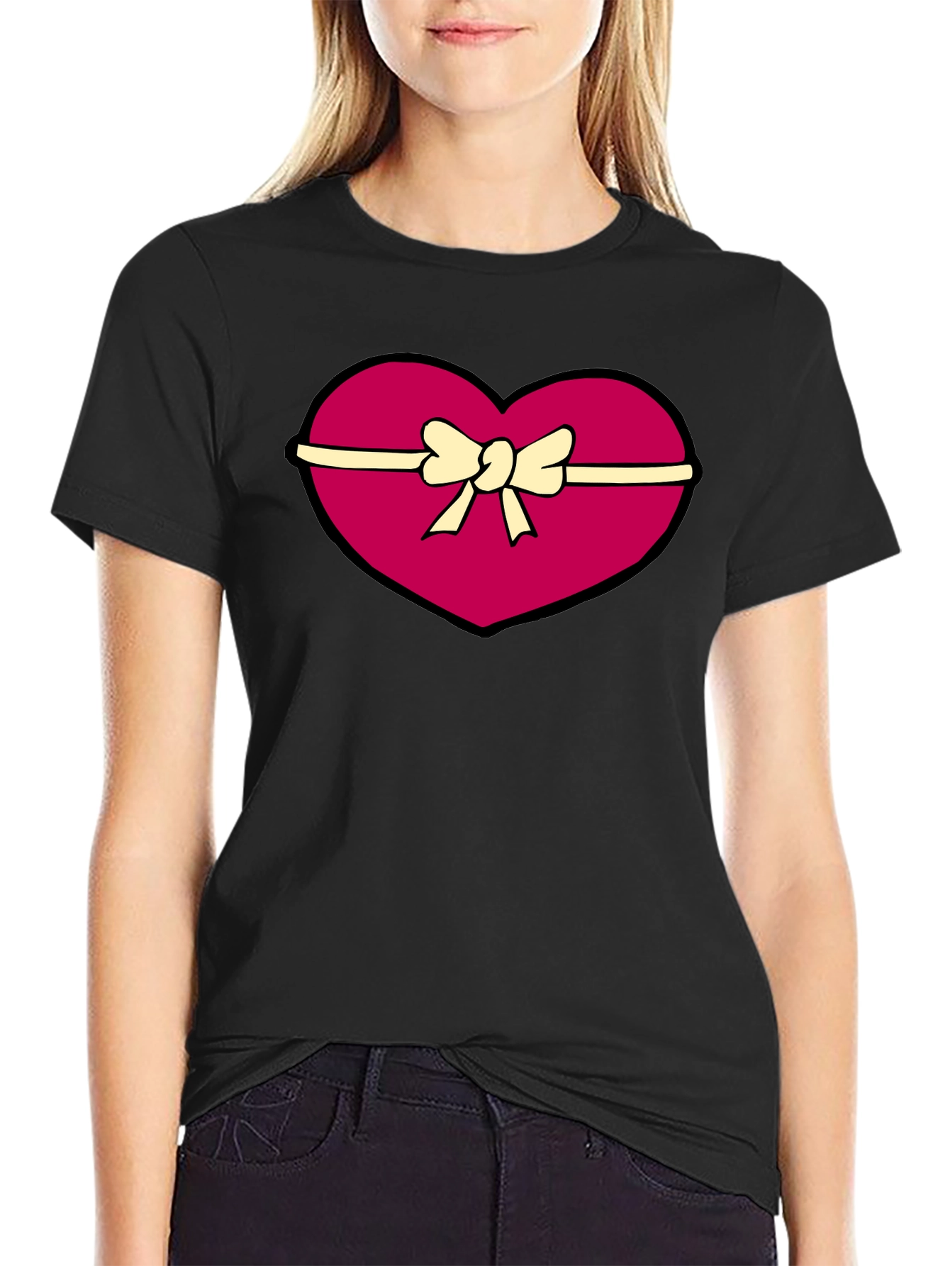 Black Heart Gift Box Graphic Tee - Valentine's Day Apparel view 2