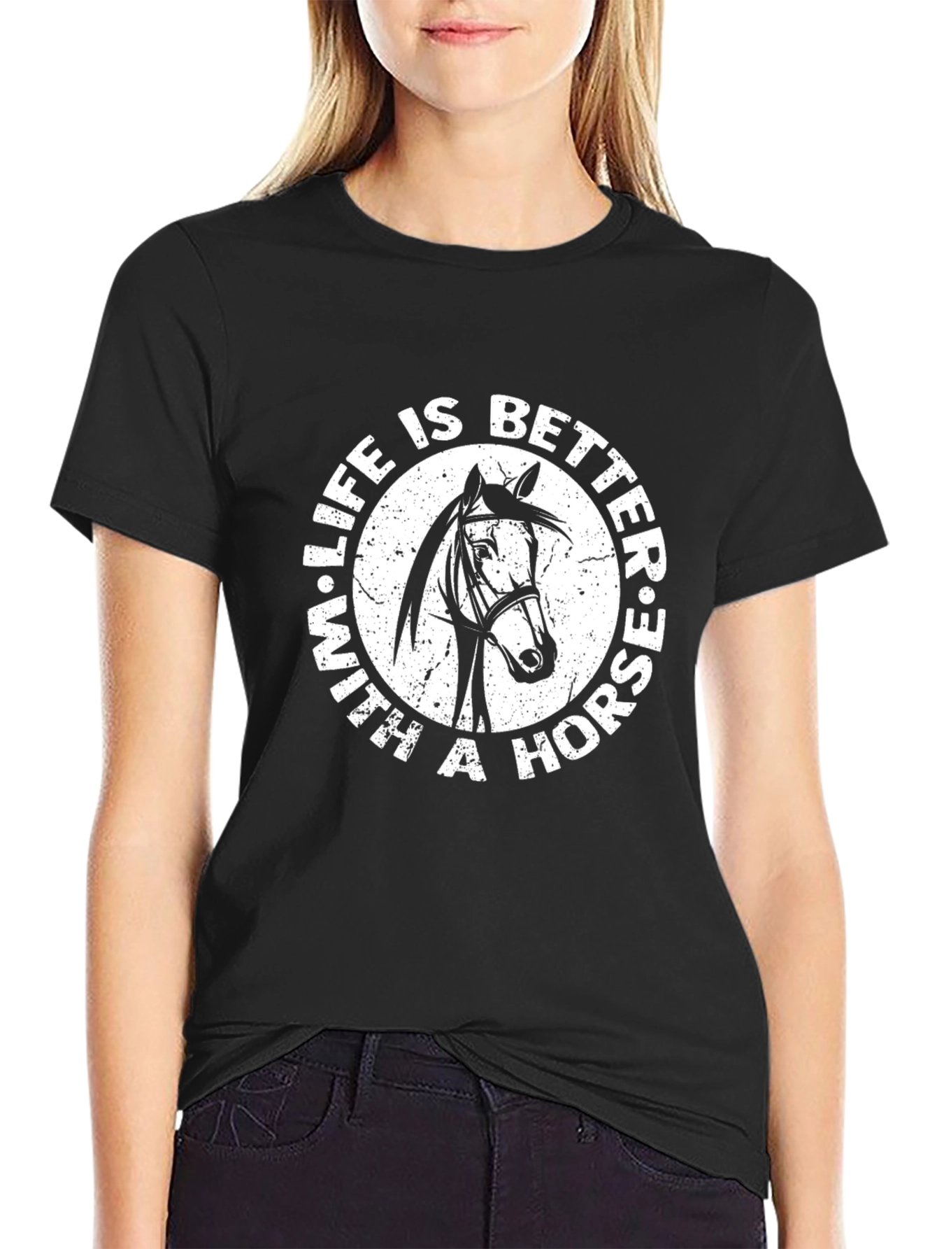 Black Life is Better with a Horse Graphic Tee view 2