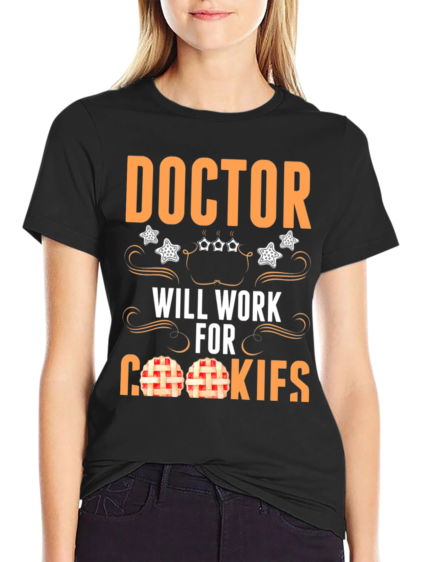 Black Doctor Will Work For Cookies T-Shirt view 2