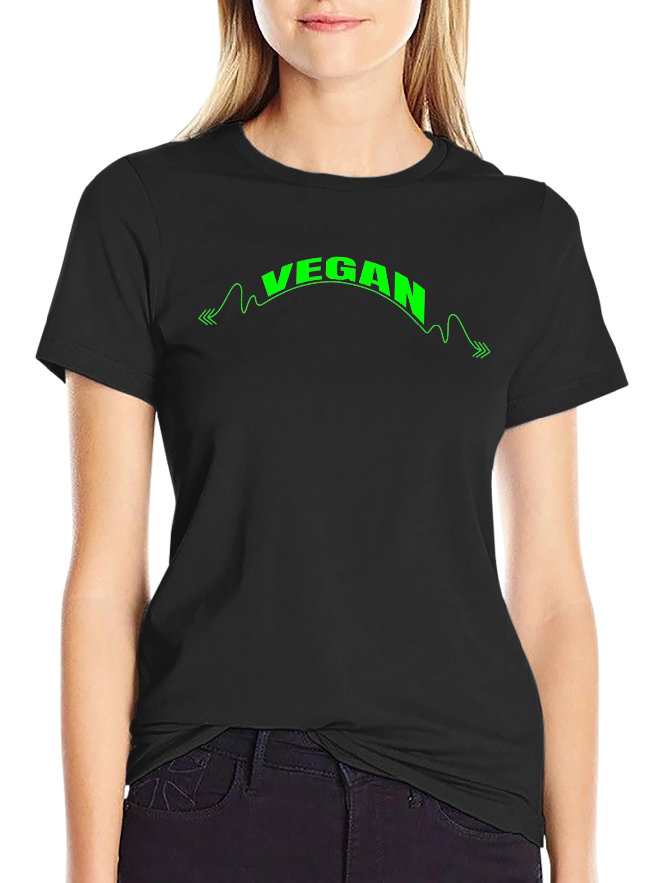 Black Vegan Graphic Print Black T-Shirt view 2