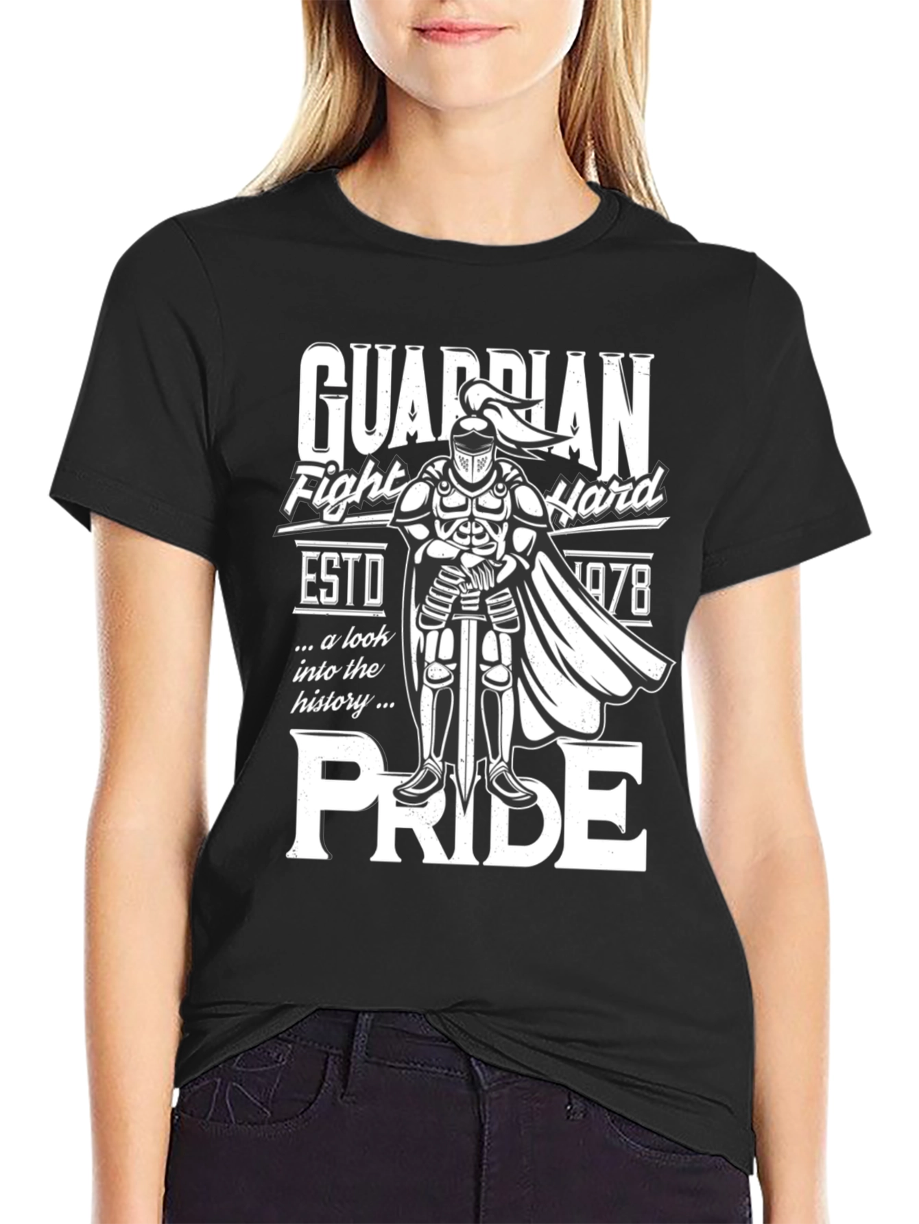Black Guardian Knight Pride T-Shirt - Fight Hard view 2