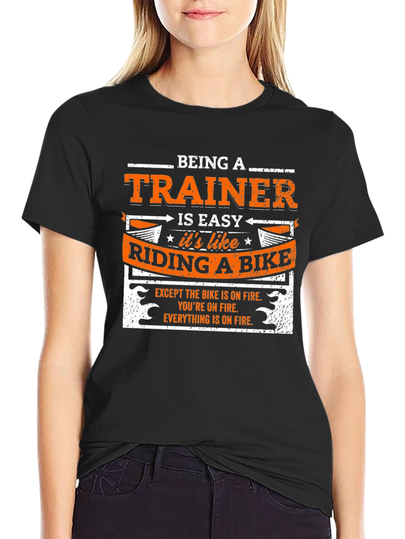 Black Being a Trainer is Easy Like Riding a Bike T-Shirt view 2
