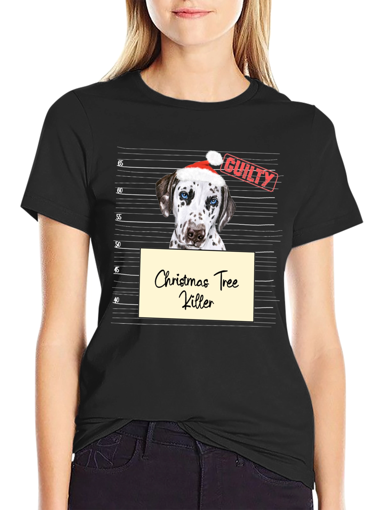Black Christmas Tree Killer Dog Graphic T-Shirt view 2