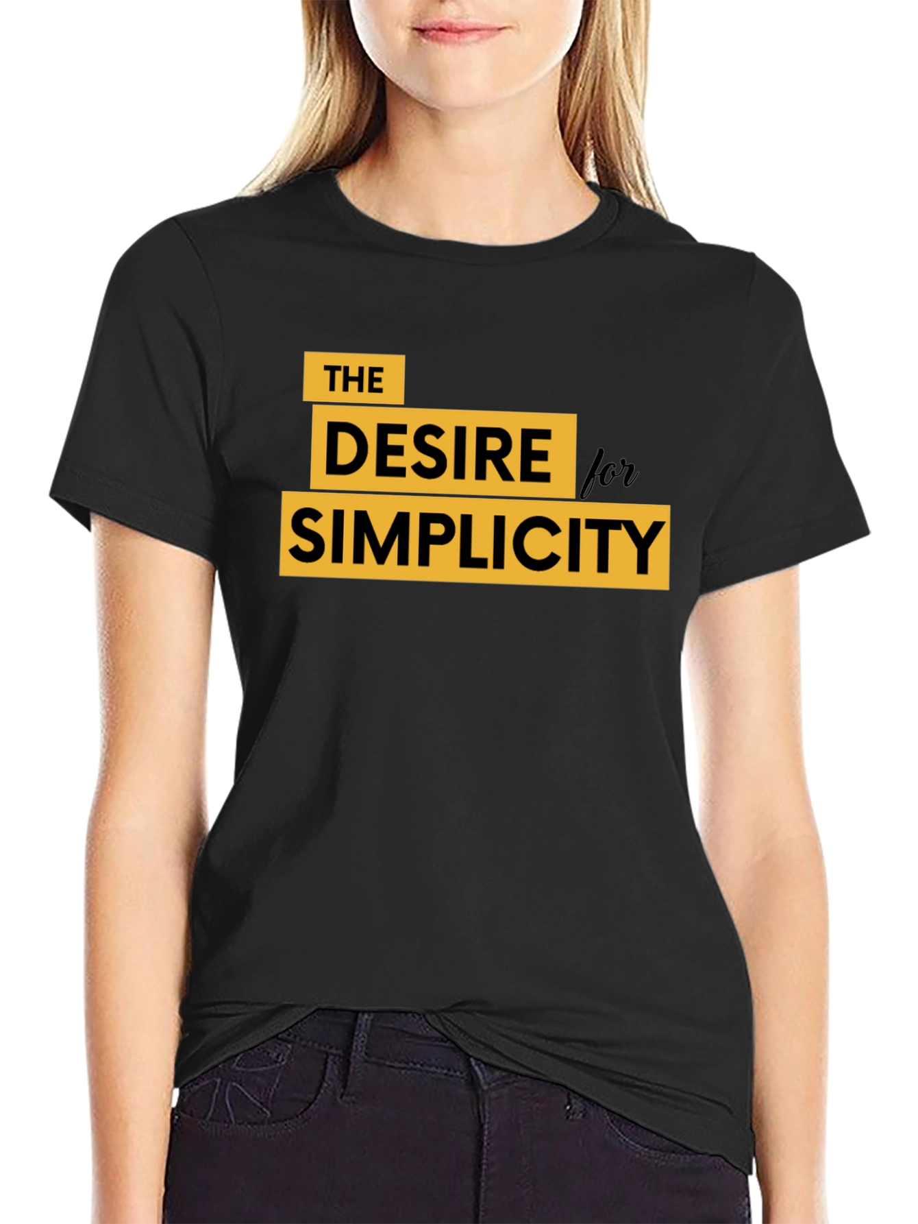Black Desire for Simplicity Graphic Tee - Black view 2