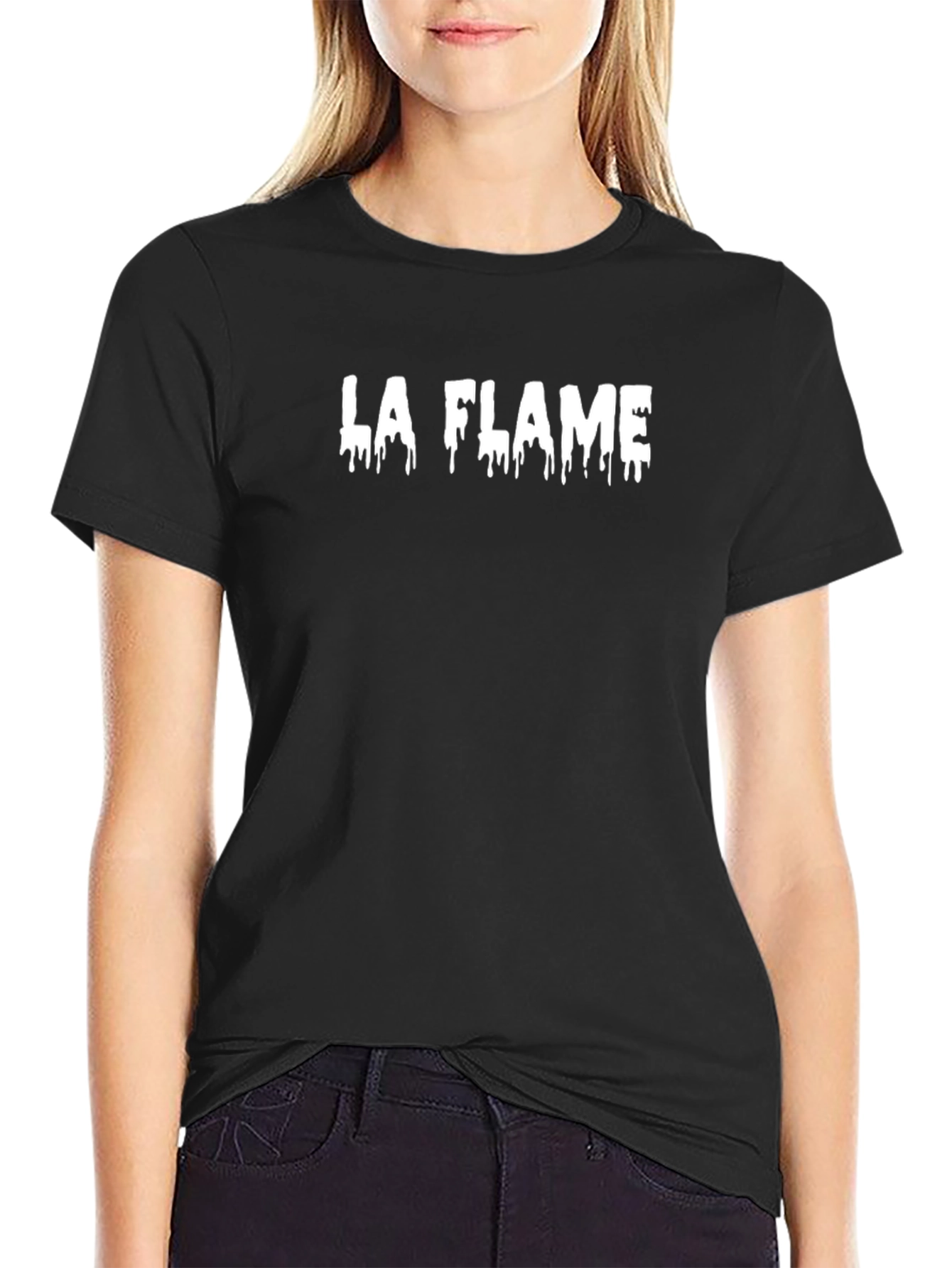 Black LA FLAME Graphic Print Black T-Shirt view 2